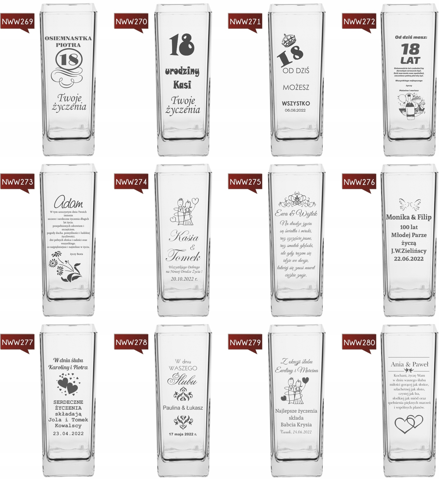 Wazon z grawerem PREZENT na urodziny 30 40 50 60