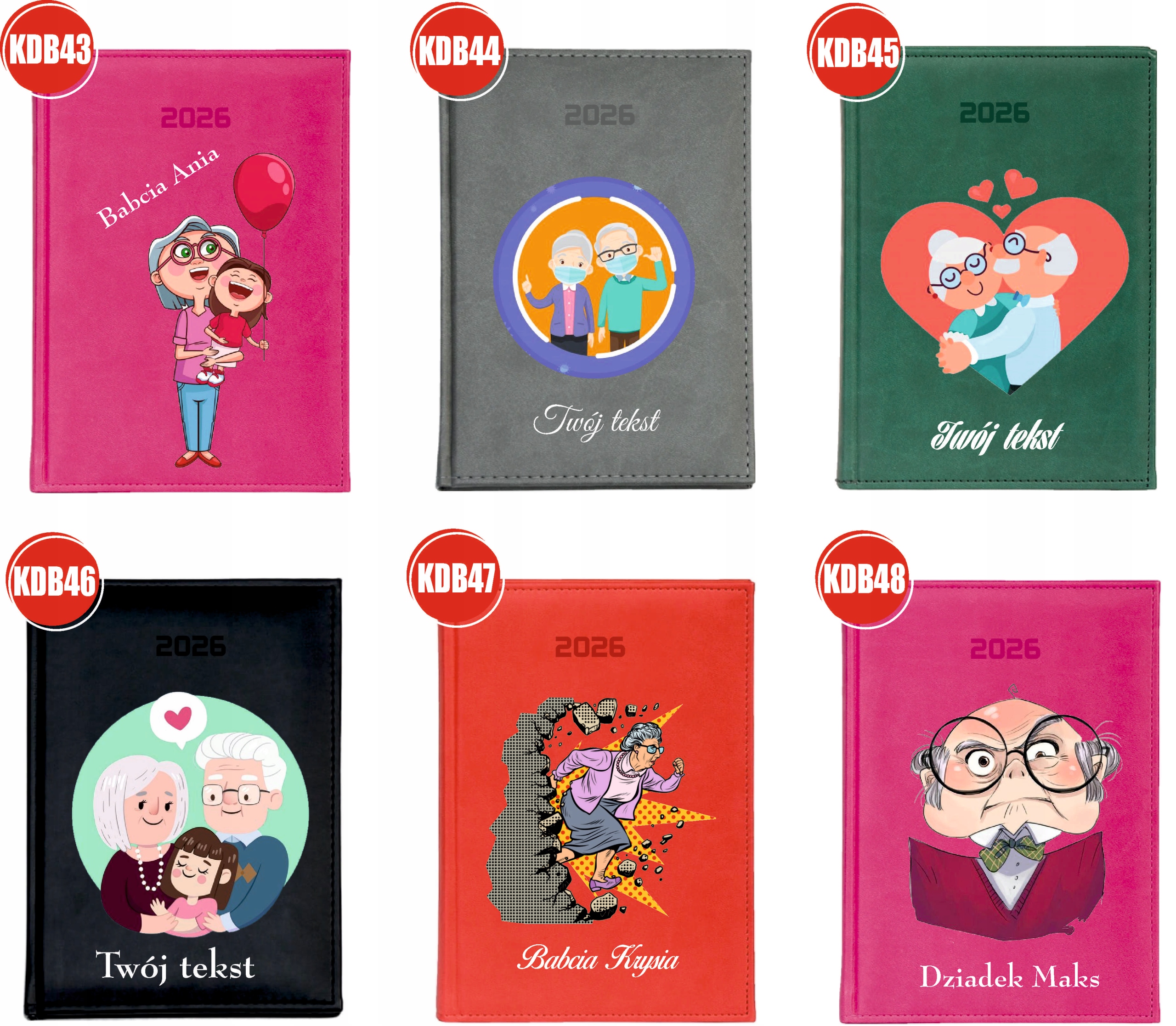 PERSONALIZOWANY PLANER kalendarz A4 2026 TYGODNIOWY babcia i dziadek