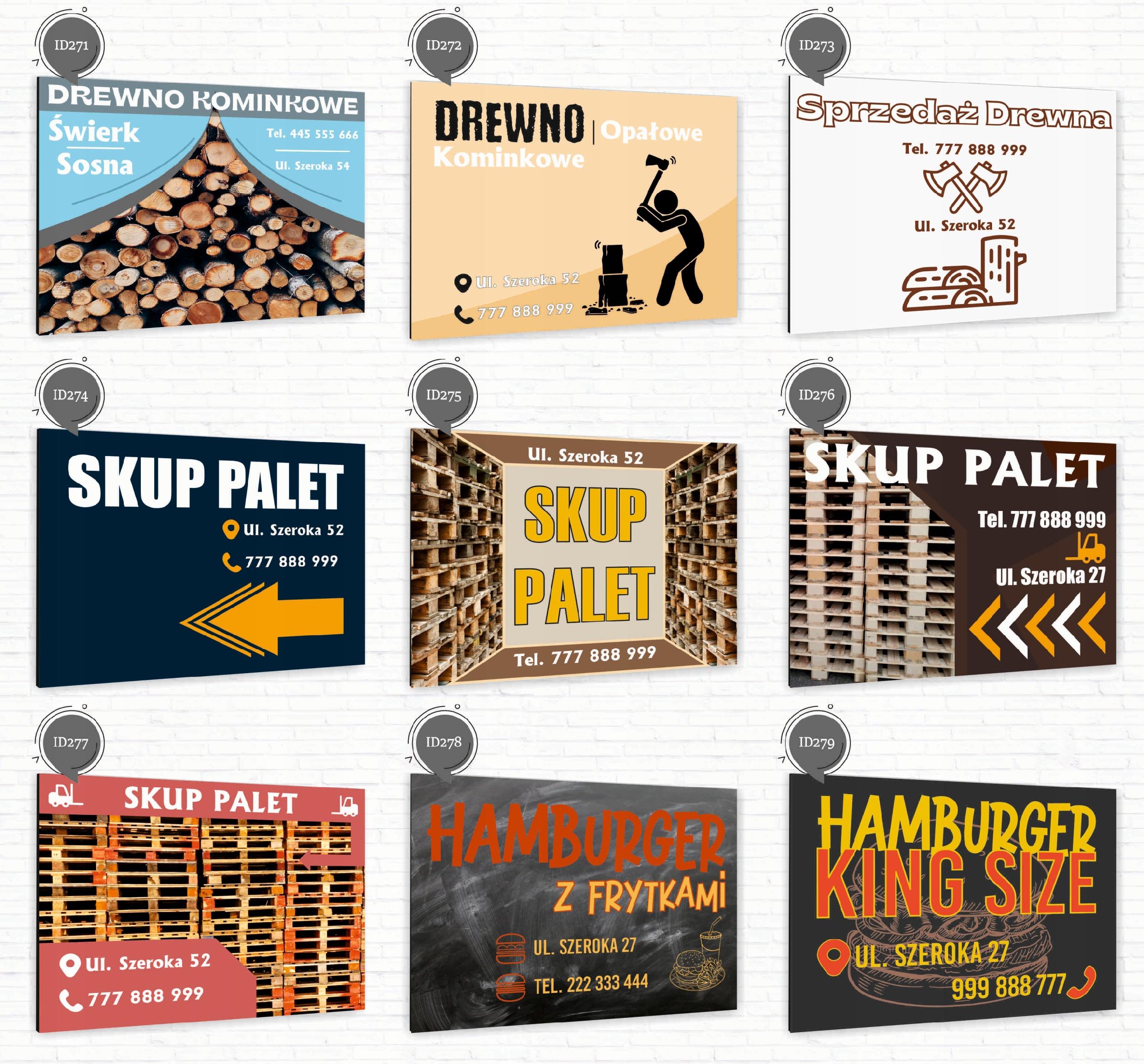 nadruk UV TABLICZKA reklamowa nierdzewna DREWNO OPAŁOWE dibond 40x30