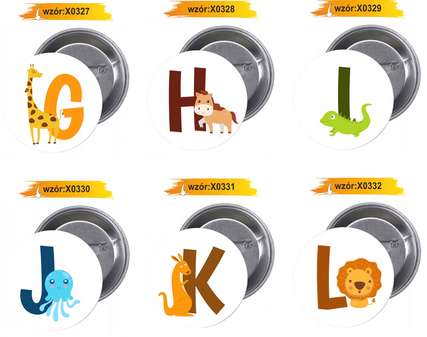 Przypinki buttony LITERKI DLA DZIECI - Z