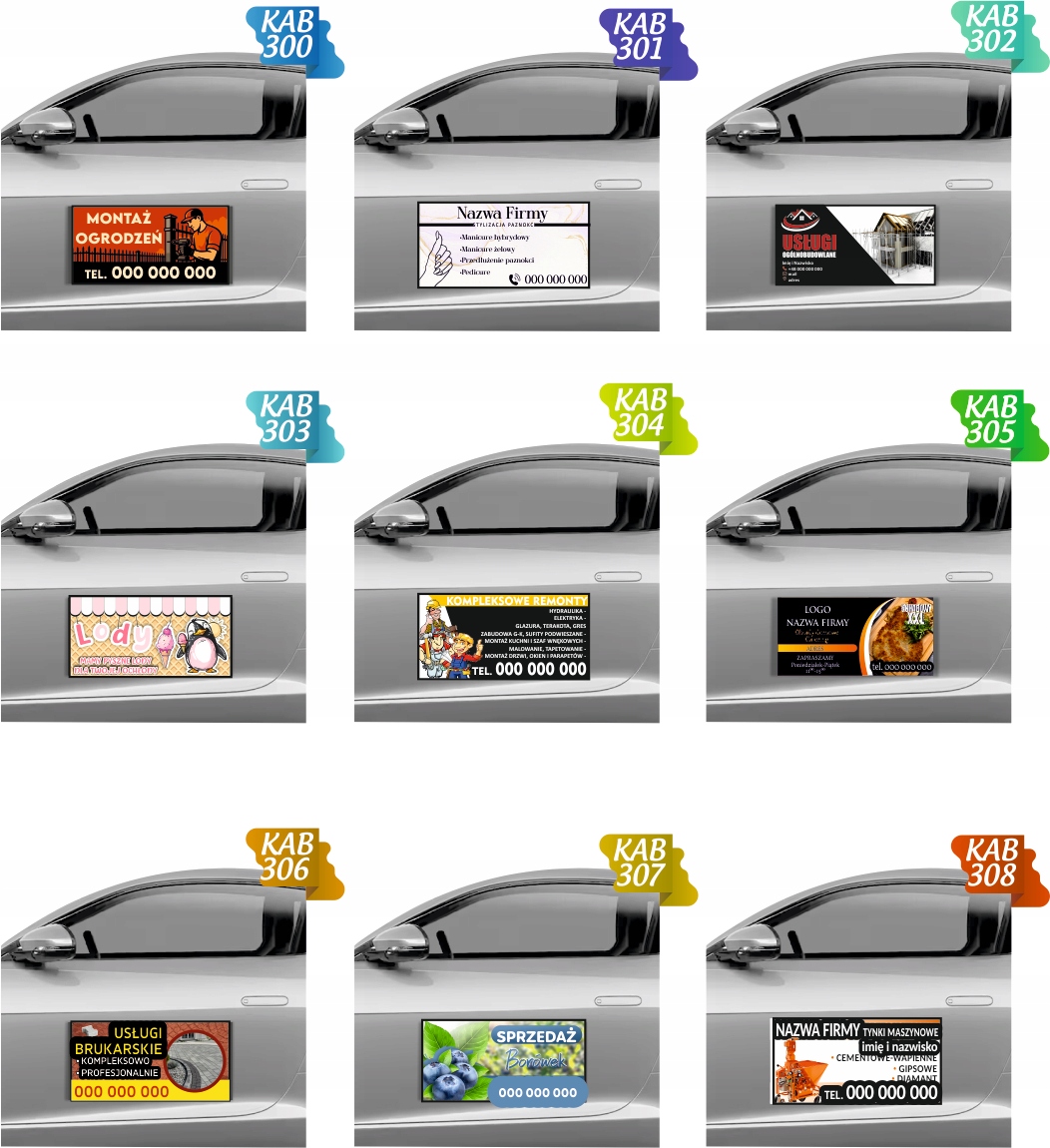 Magnes na samochód reklama magnetyczna 60x30 cm USŁUGI KAMIENIARSKIE