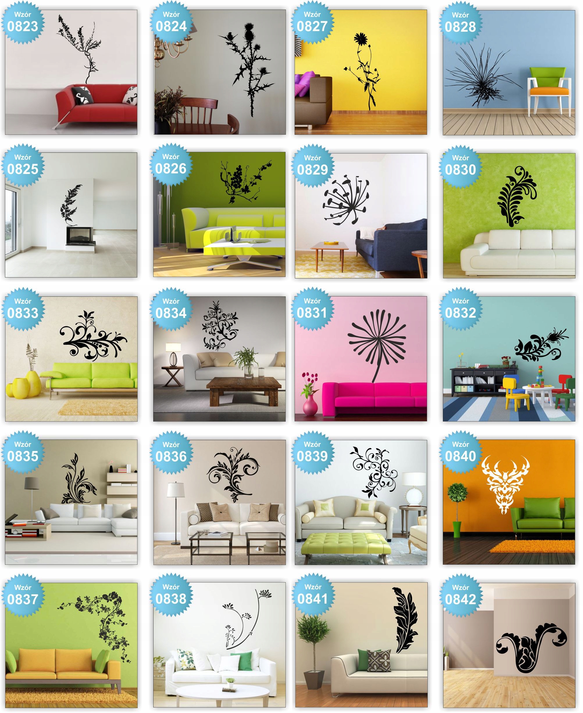 NAKLEJKI ścienne NAKLEJKA kwiaty floral ŚCIANĘ 120