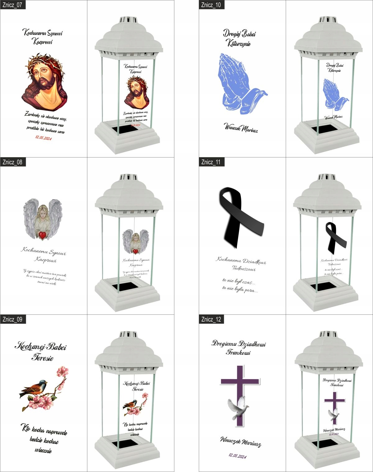 Znicz z nadrukiem grawerem DLA MATKI CHRZESTNEJ