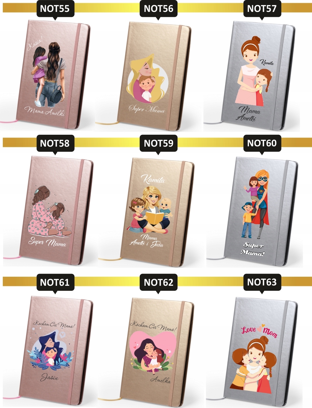 Notes metaliczny A5 nadruk UV WALENTYNKI gift NOTATNIK