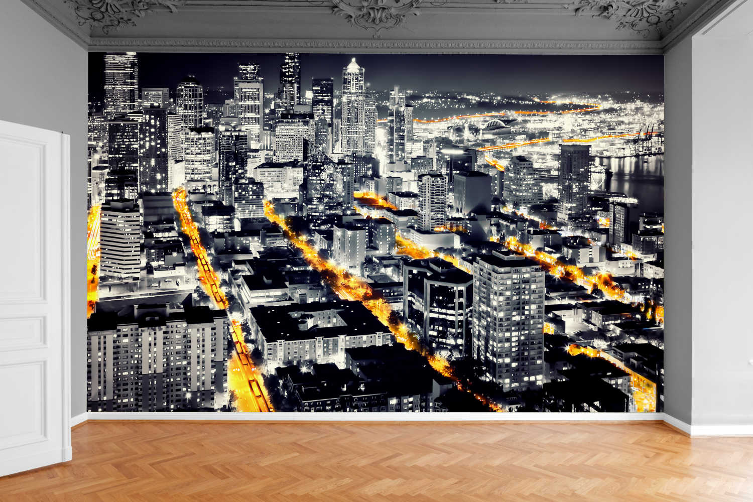 Fototapeta WIDOK NA AMERYKAŃSKIE MIASTO NOCĄ USA