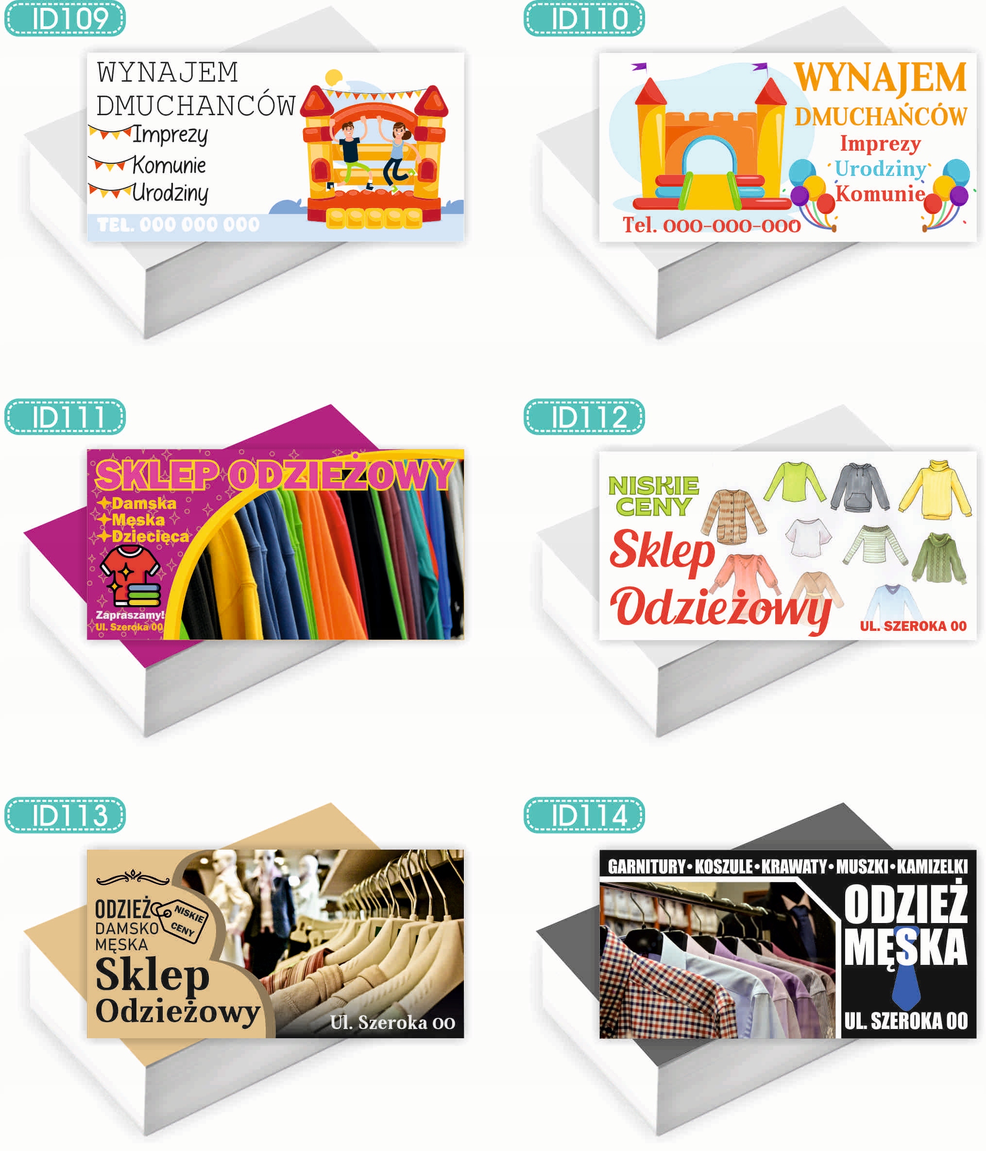 Wizytówki firmowe Foliowane 1000szt różne wzory NOCLEGI