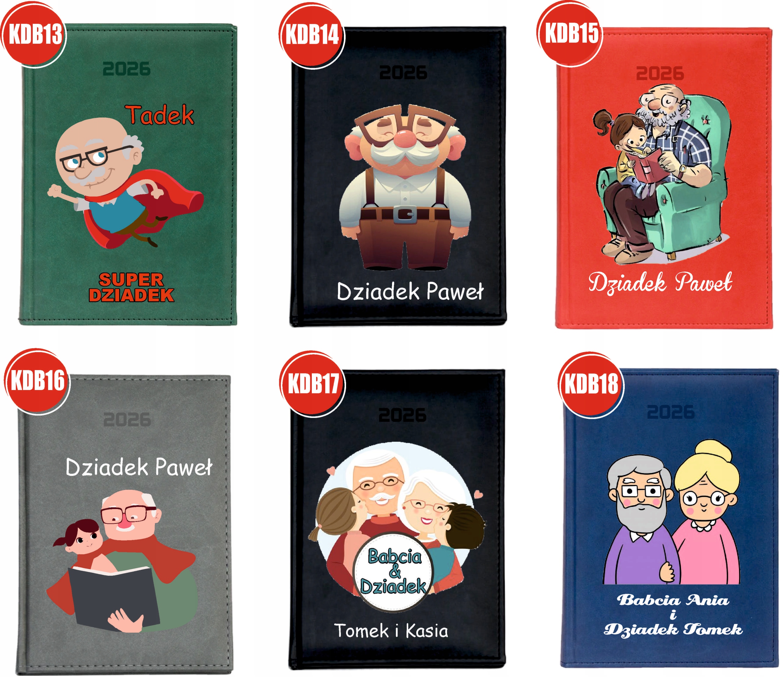 PERSONALIZOWANY PLANER kalendarz A4 2026 TYGODNIOWY babcia i dziadek