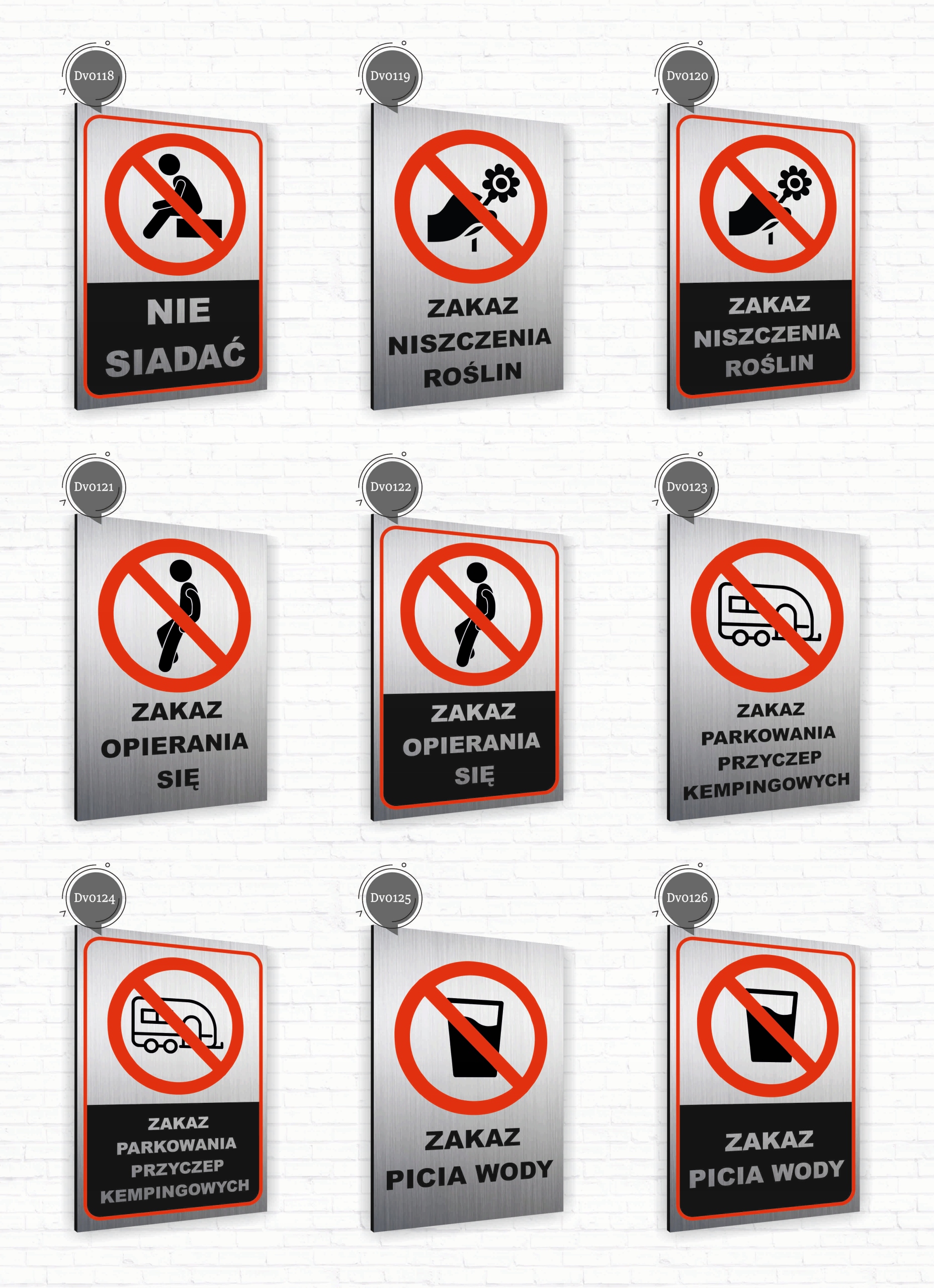 Tabliczka znak informacyjny 20x15 Srebrna NIE NISZCZYĆ ROŚLIN Nierdzewna