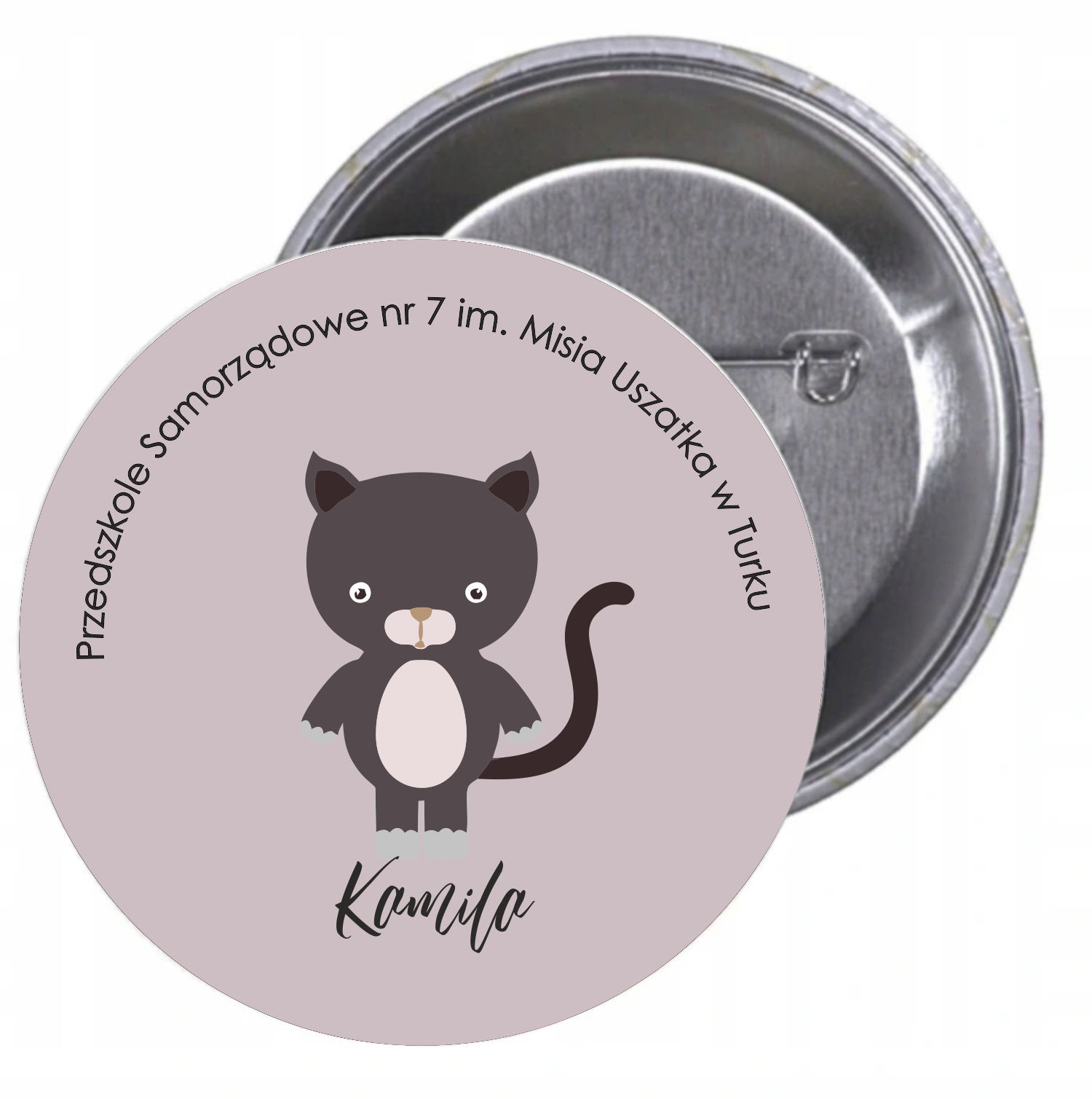 Przypinki buttony PRZEDSZKOLE kotek- twój tekst