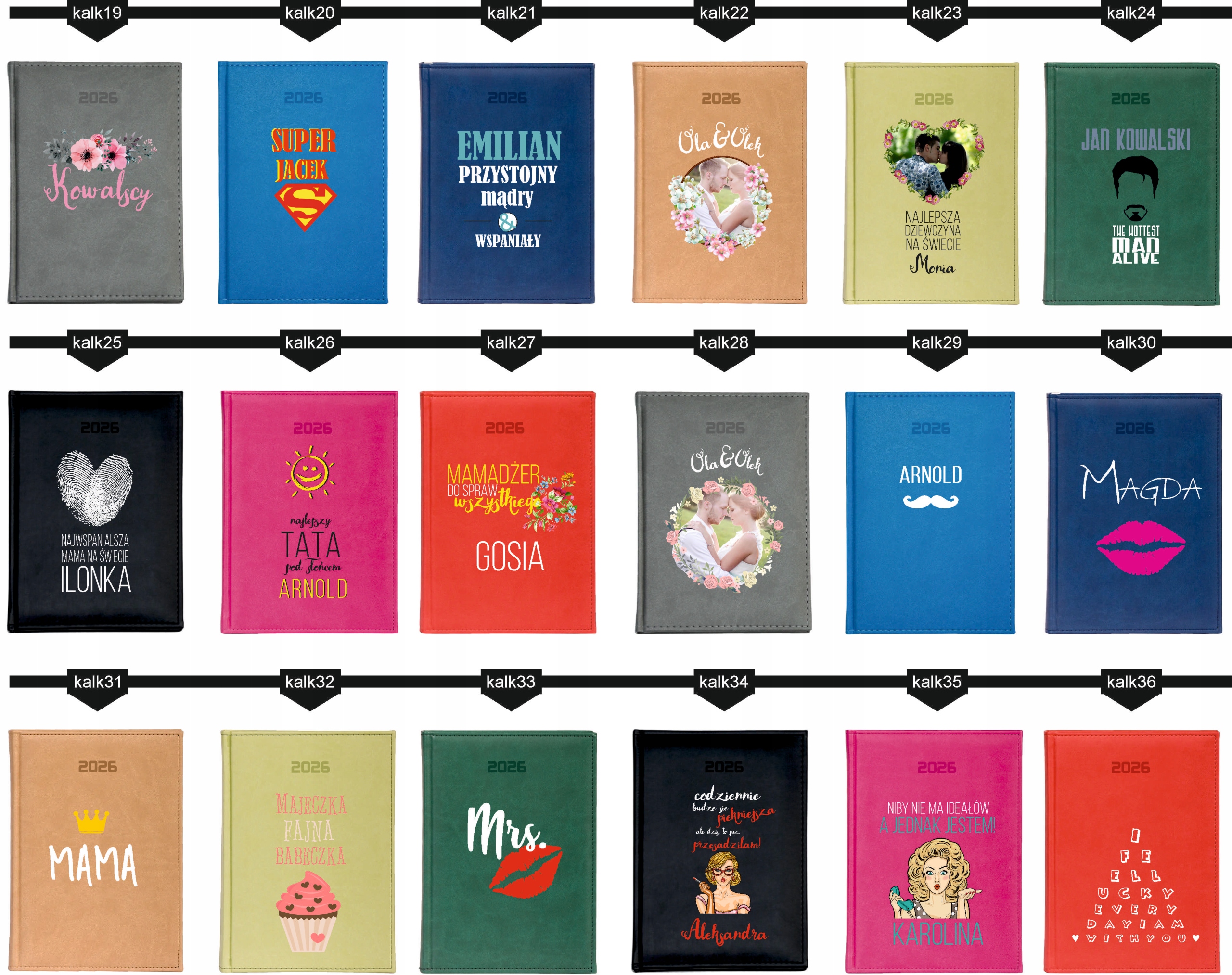KALENDARZ A5 2026 DZIENNY KSIĄŻKOWY Z NADRUKIEM DLA CHŁOPAKA Z IMIENIEM