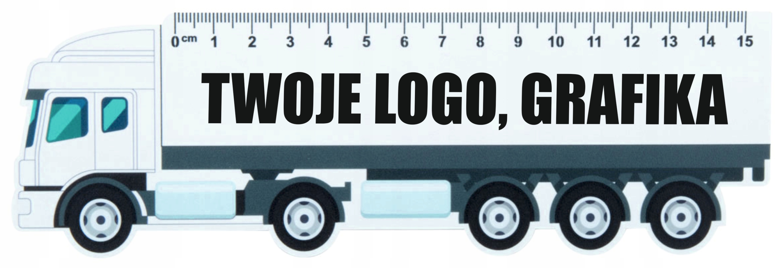 Linijka 15cm ciężarówka Z TWOIM LOGO NAPISEM NADRUKIEM GRAFIKĄ 100 sztuk