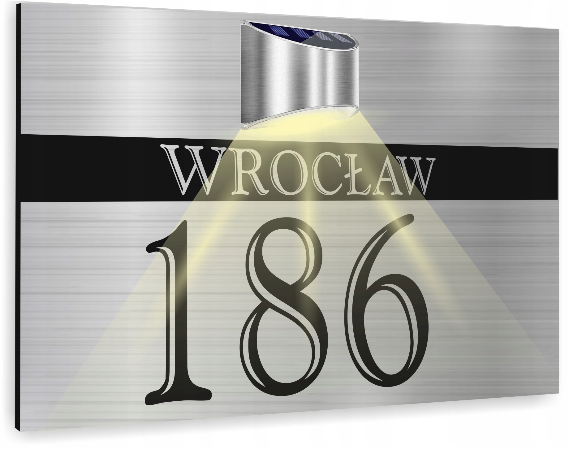 Tabliczka adresowa Tablica numer domu miejscowość 40x30 lampka solarna LED