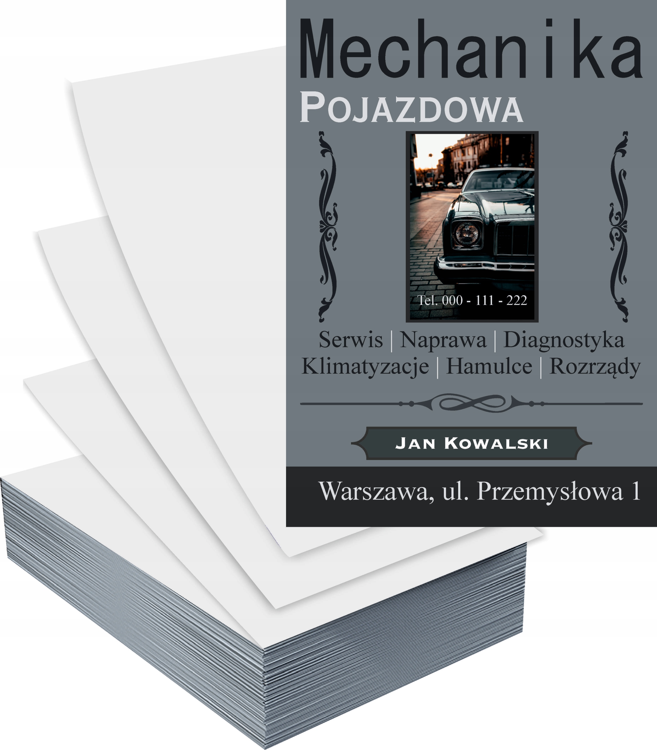Ulotki A4 100 szt reklamowe firmowe TWOJA NAZWA FIRMY MECHANIKA POJAZDOWA