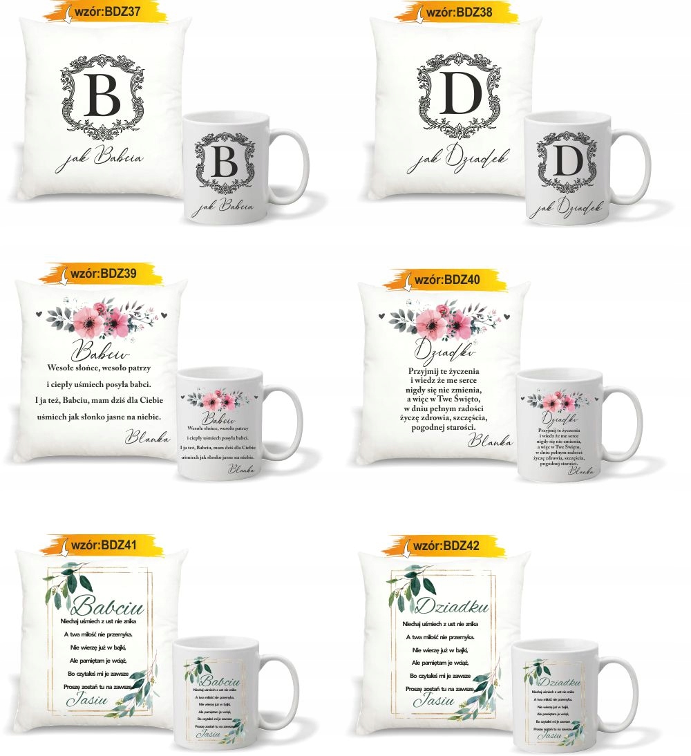 FOTO PODUSZKA KUBEK z życzeniami Dla BABCI DZIEŃ