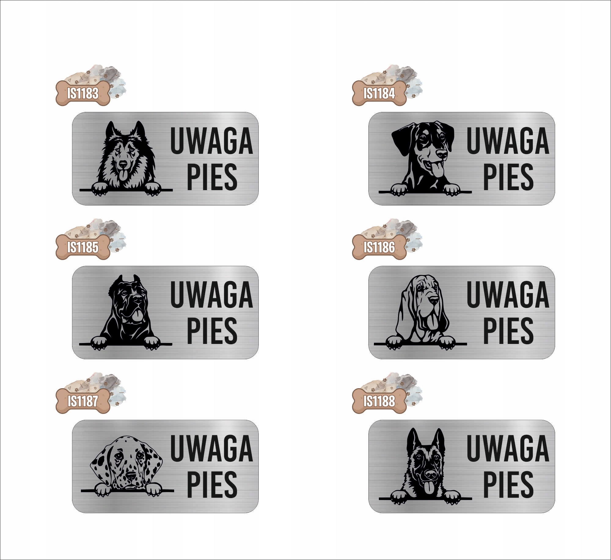 GRAWER Tabliczka nierdzewna 20x10 cm UWAGA PIES AMERICAN PIT BULL TERRIER