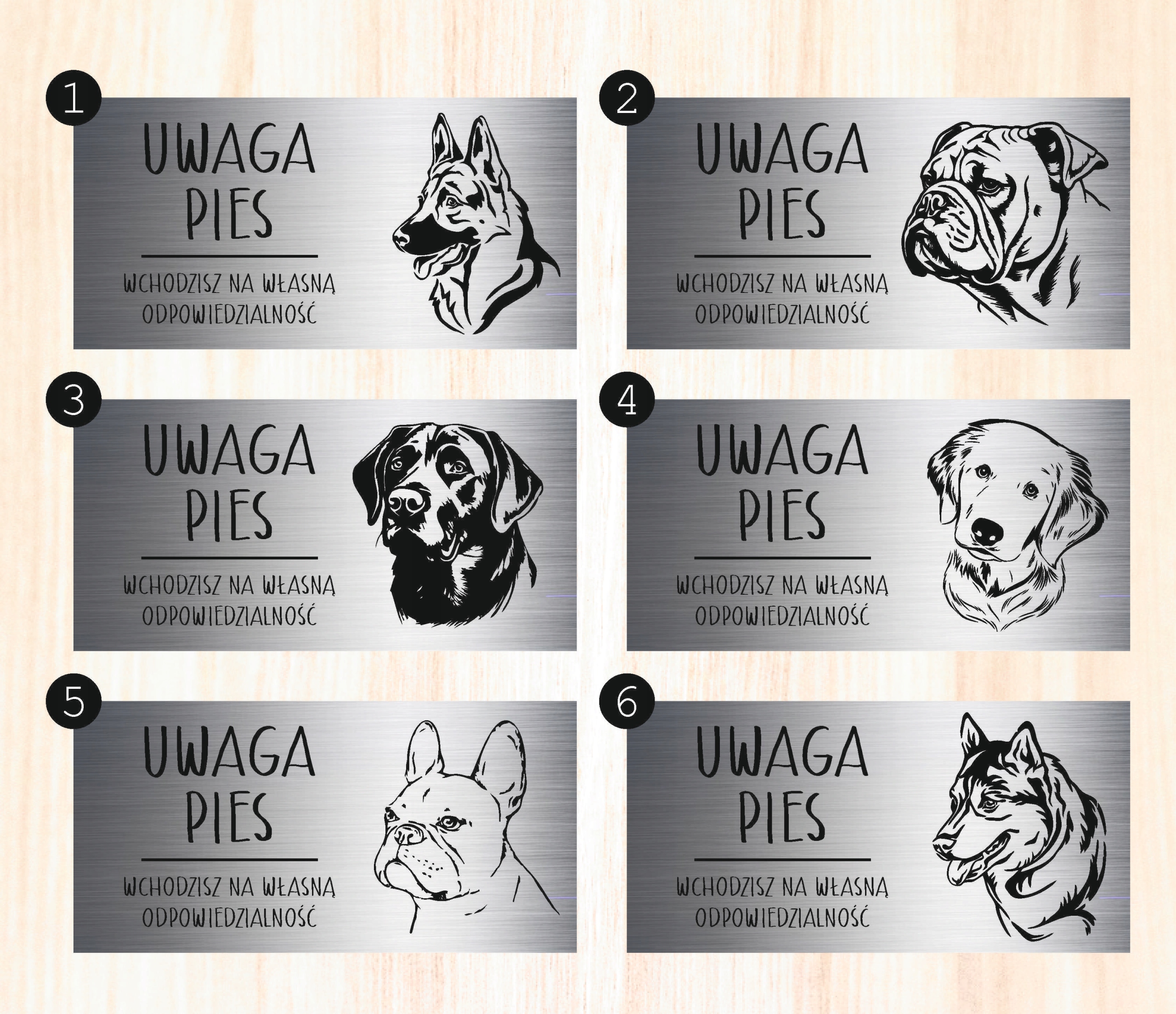 Tabliczka 20x10 cm UWAGA PIES Amerykański pitbuler LAMINAT Z GRAWEREM