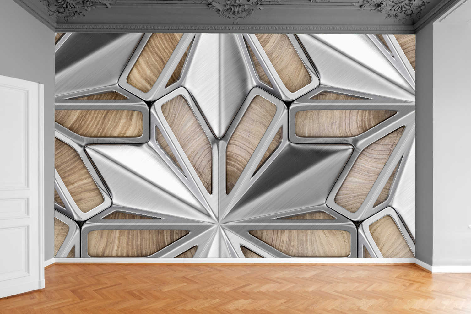 Fototapeta SREBRNE DREWNIANE DESKI 300x210