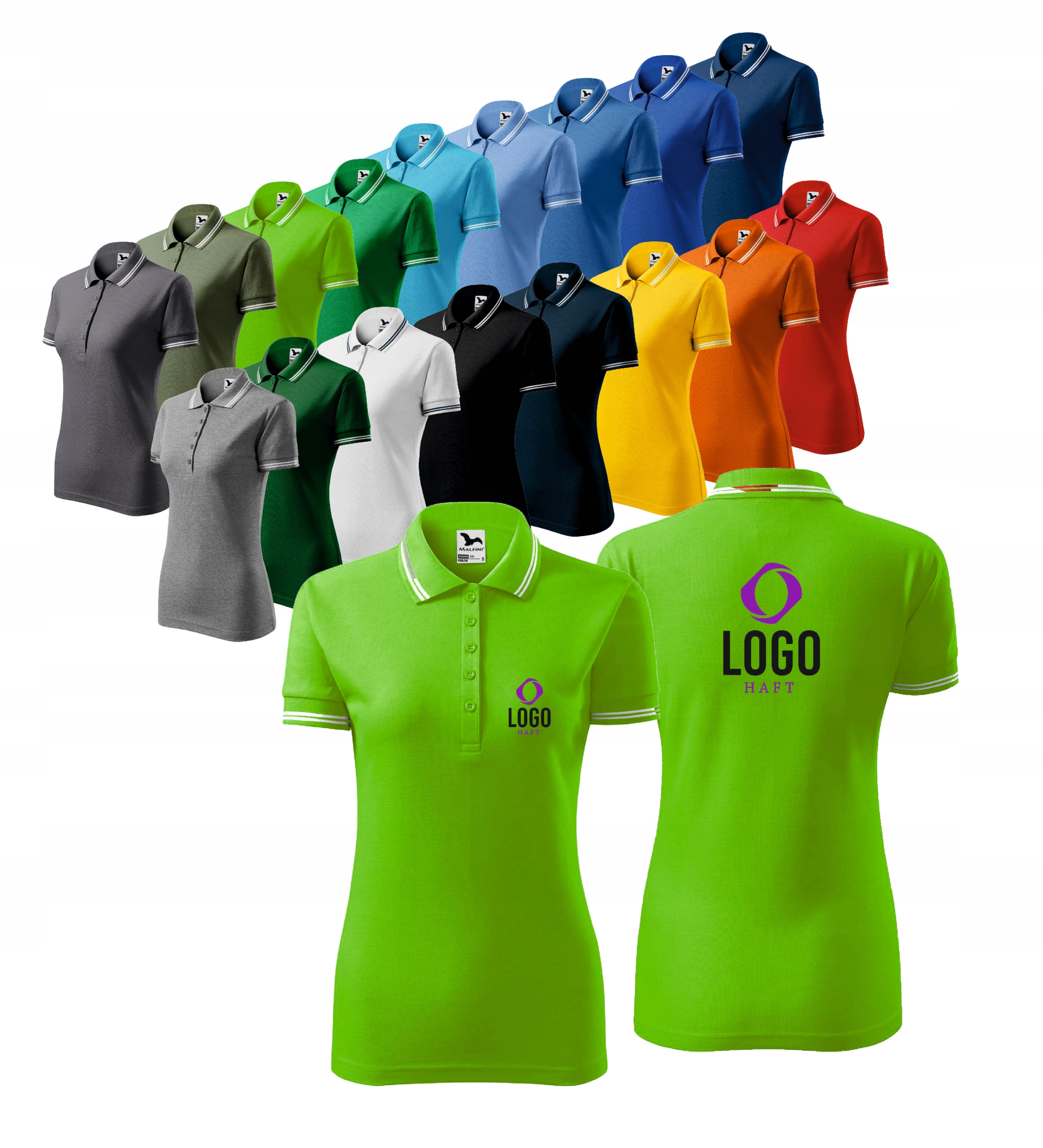 POLO DAMSKIE Z WŁASNYM HAFTEM NADRUKIEM LOGO HAFT KOMPUTEROWY 5 SZT
