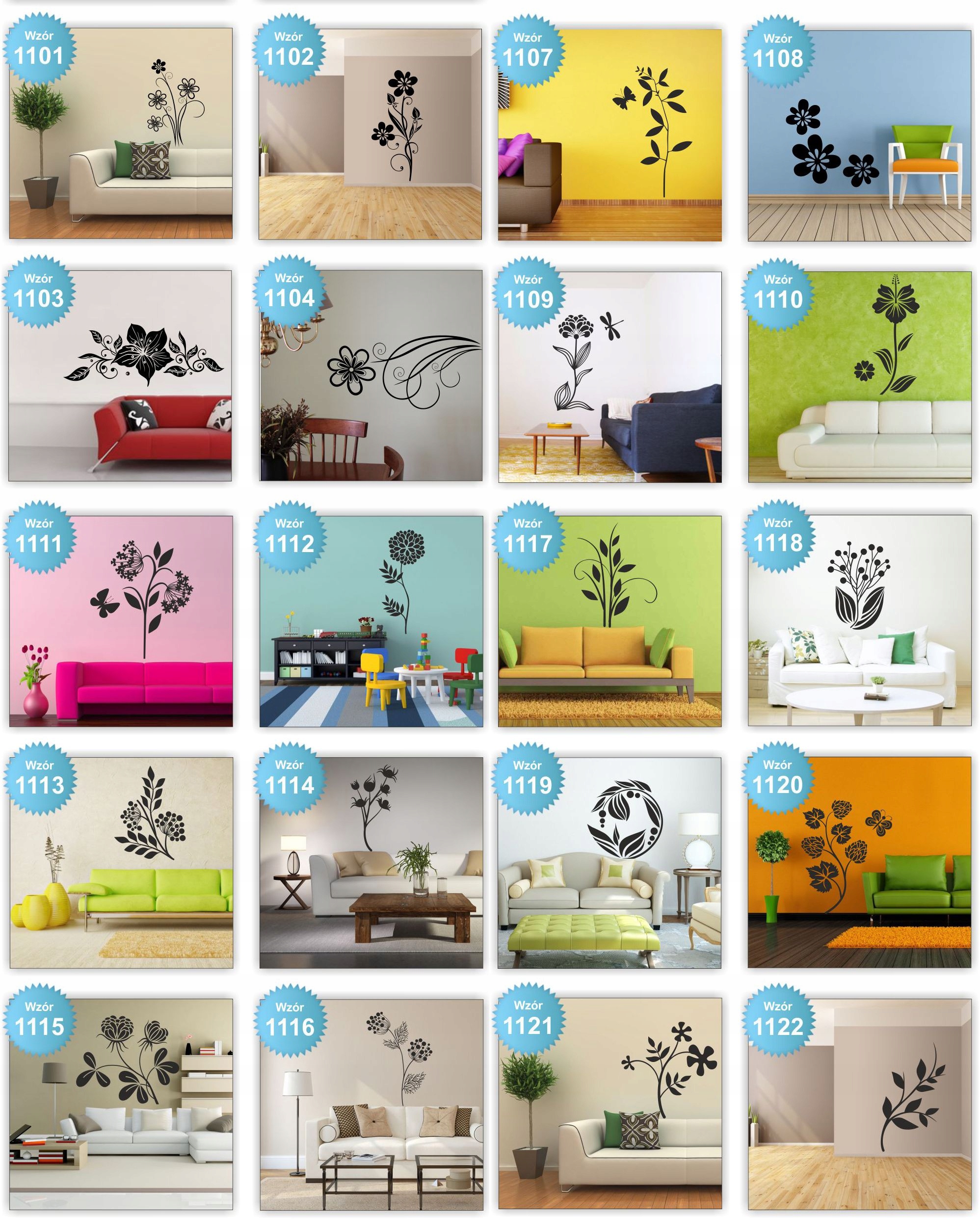 NAKLEJKI ścienne NAKLEJKA kwiaty floral ŚCIANĘ 120