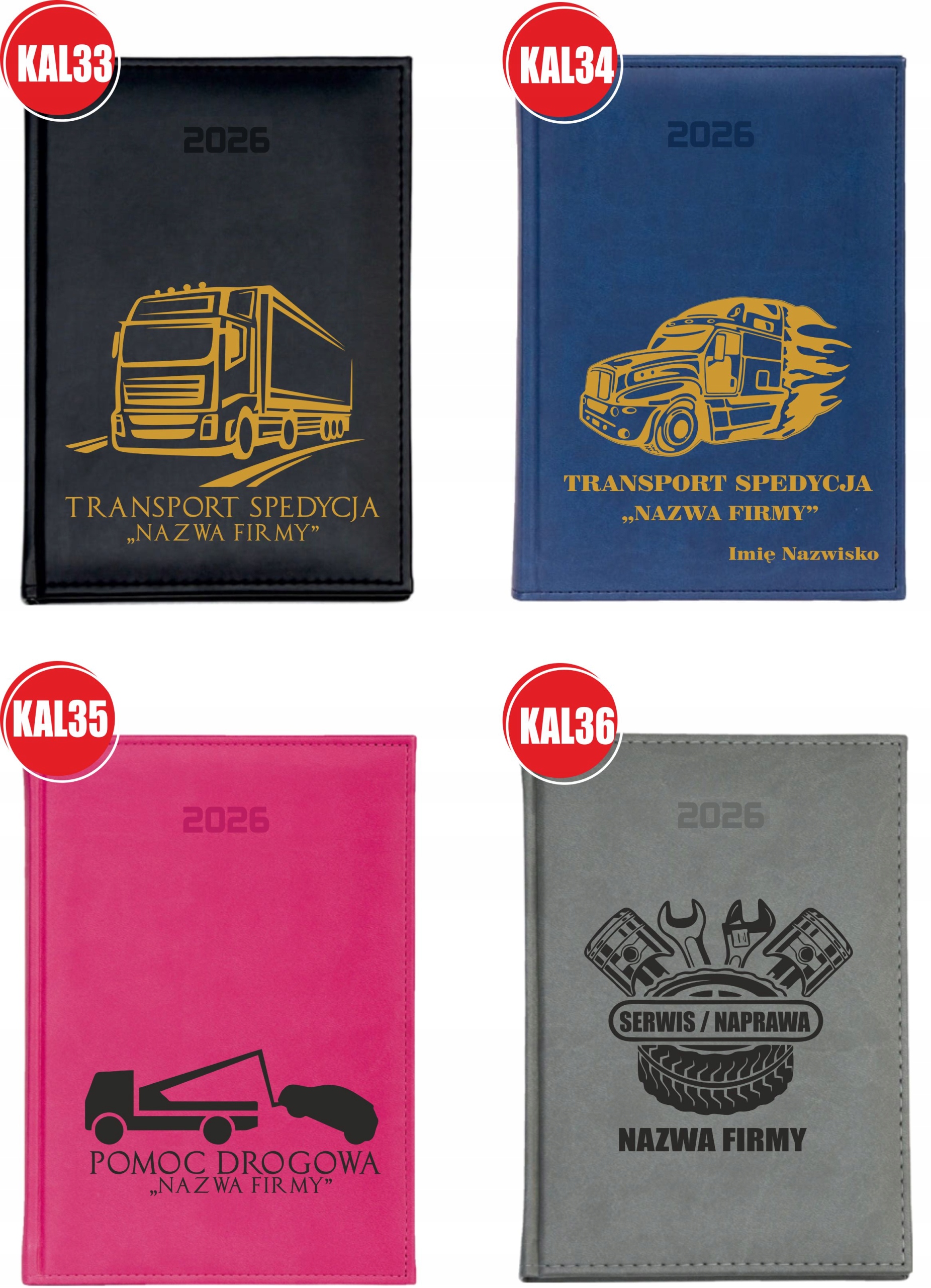 KALENDARZ A4 2026 DZIENNY terminarz z nadrukiem UV PLANER PREZENT + IMIĘ