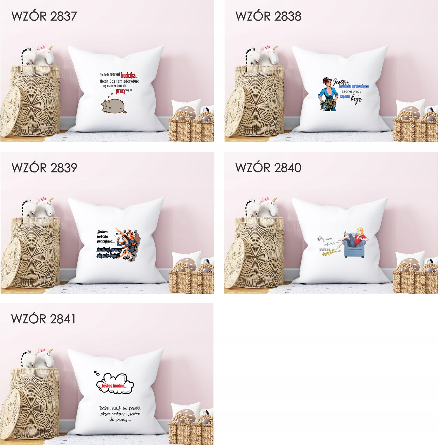 Poduszka z nadrukiem PREZENT CODZIENNIE W PRACY