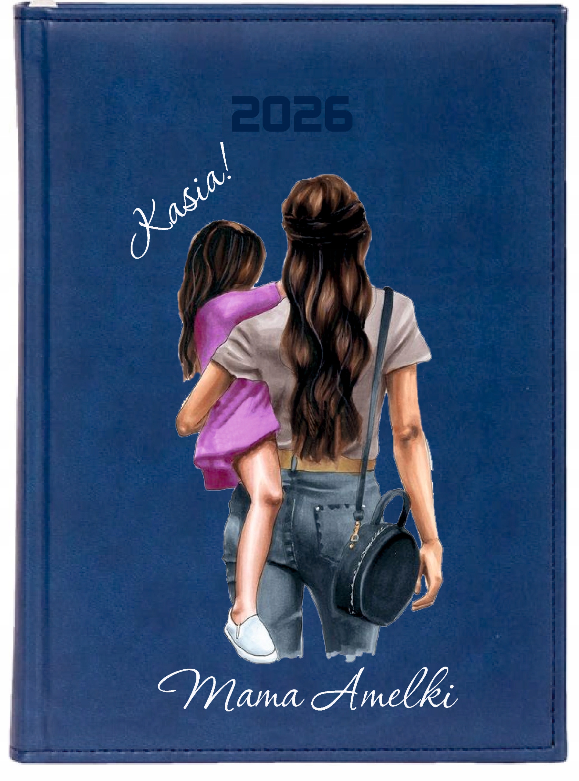KALENDARZ A5 2026 DZIENNY KSIĄŻKOWY Z NADRUKIEM prezent dla mamy z imieniem