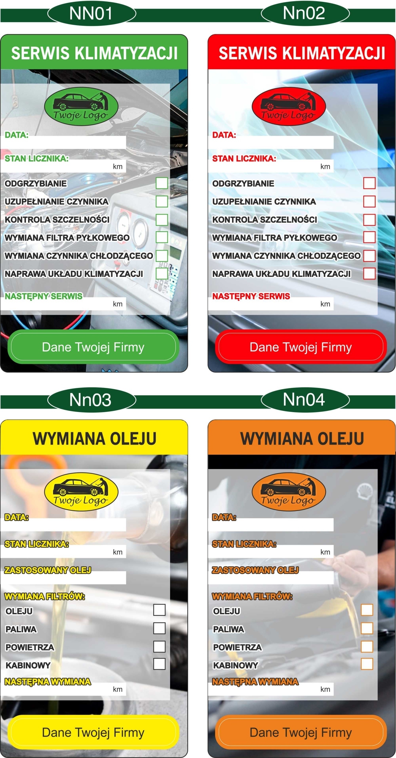 NAKLEJKI WYMIANA OLEJU ROZRZĄDU olejowe 200 szt