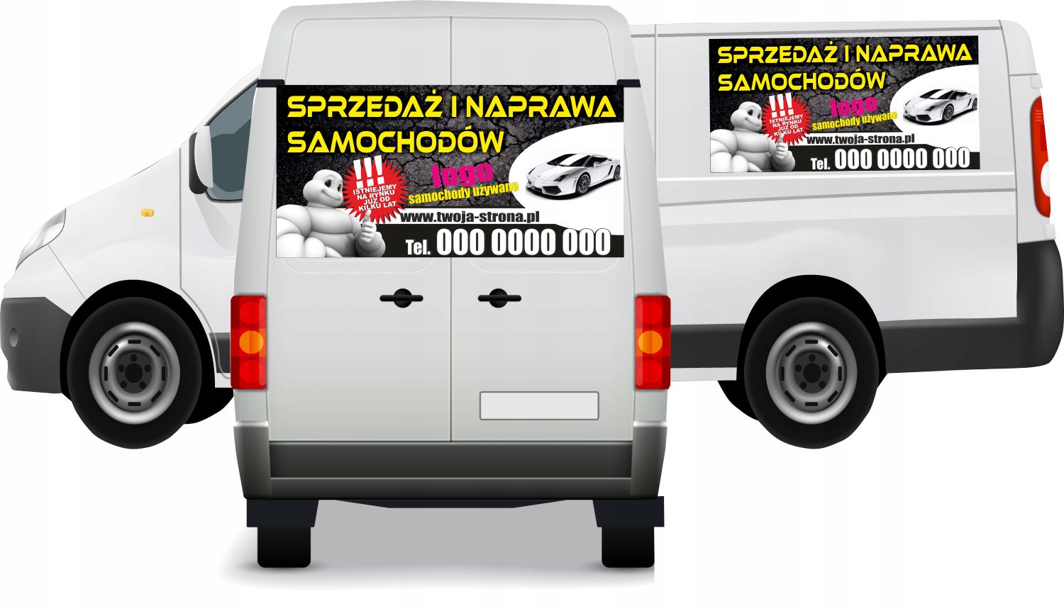 Reklama Naklejka na samochód SPRZEDAŻ I NAPRAWA