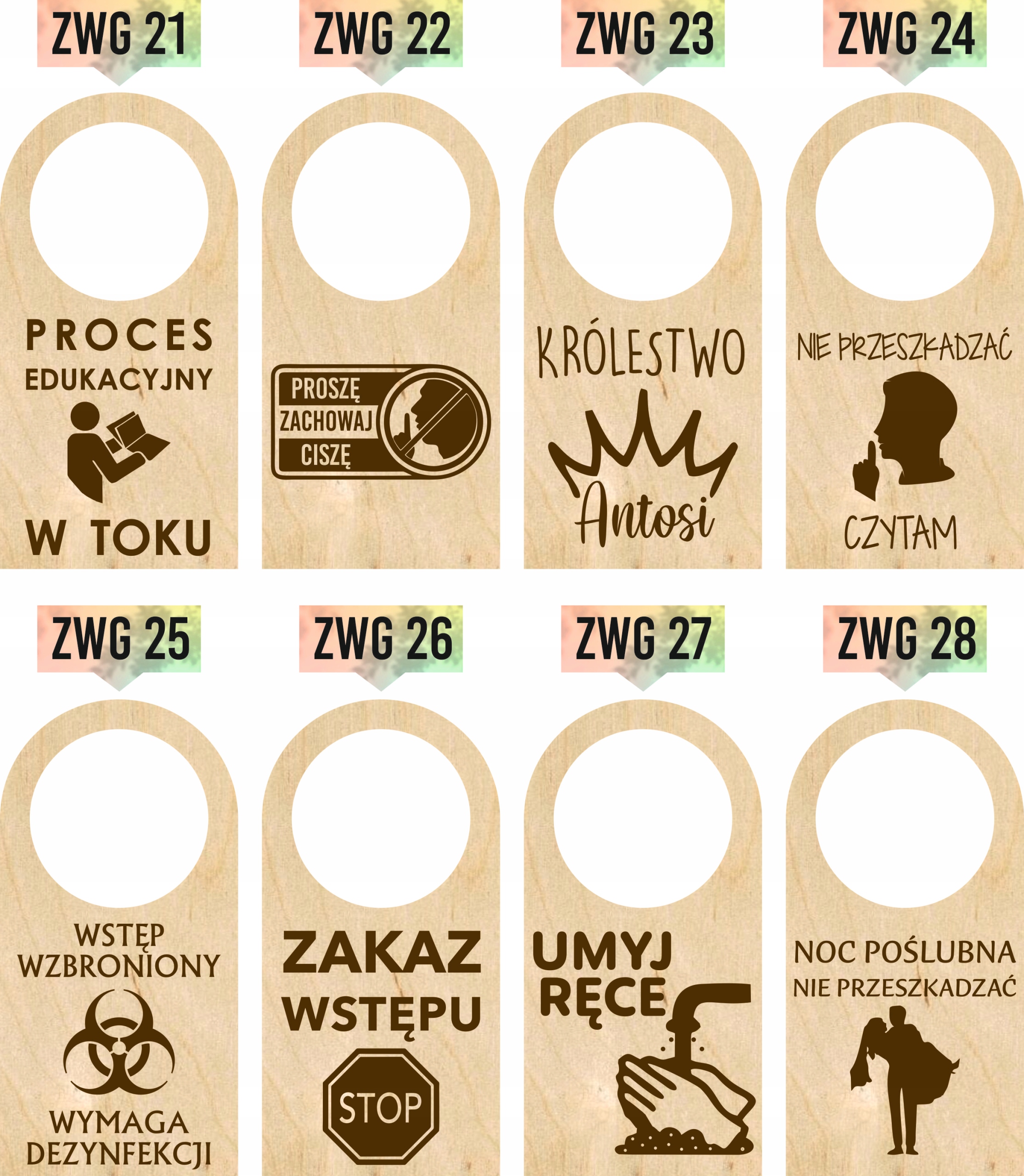 ZAWIESZKA NA DRZWI KLAMKĘ drewniana grawerowana POSZĘ NIE WCHODZIĆ