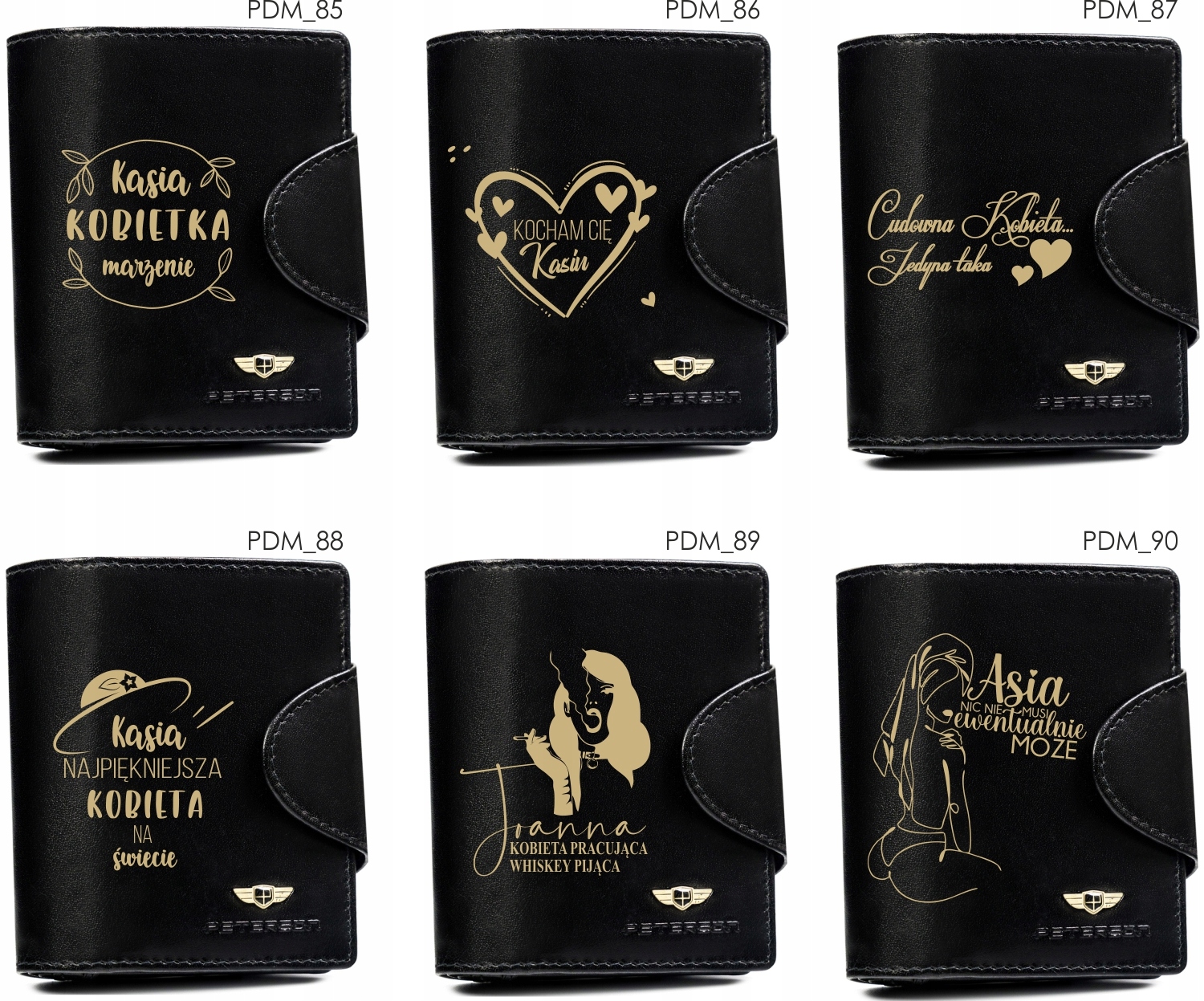 Portfel skórzany czarny damski prezent NA URRODZINY DLA NIEJ z GRAWEREM