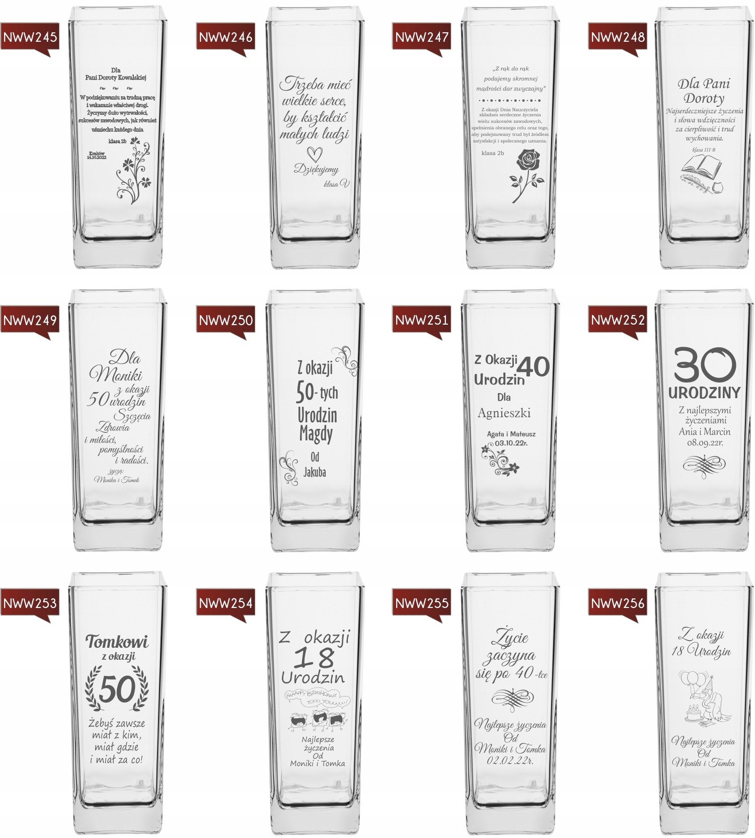 Wazon z grawerem PREZENT na 18-tkę osiemnastkę