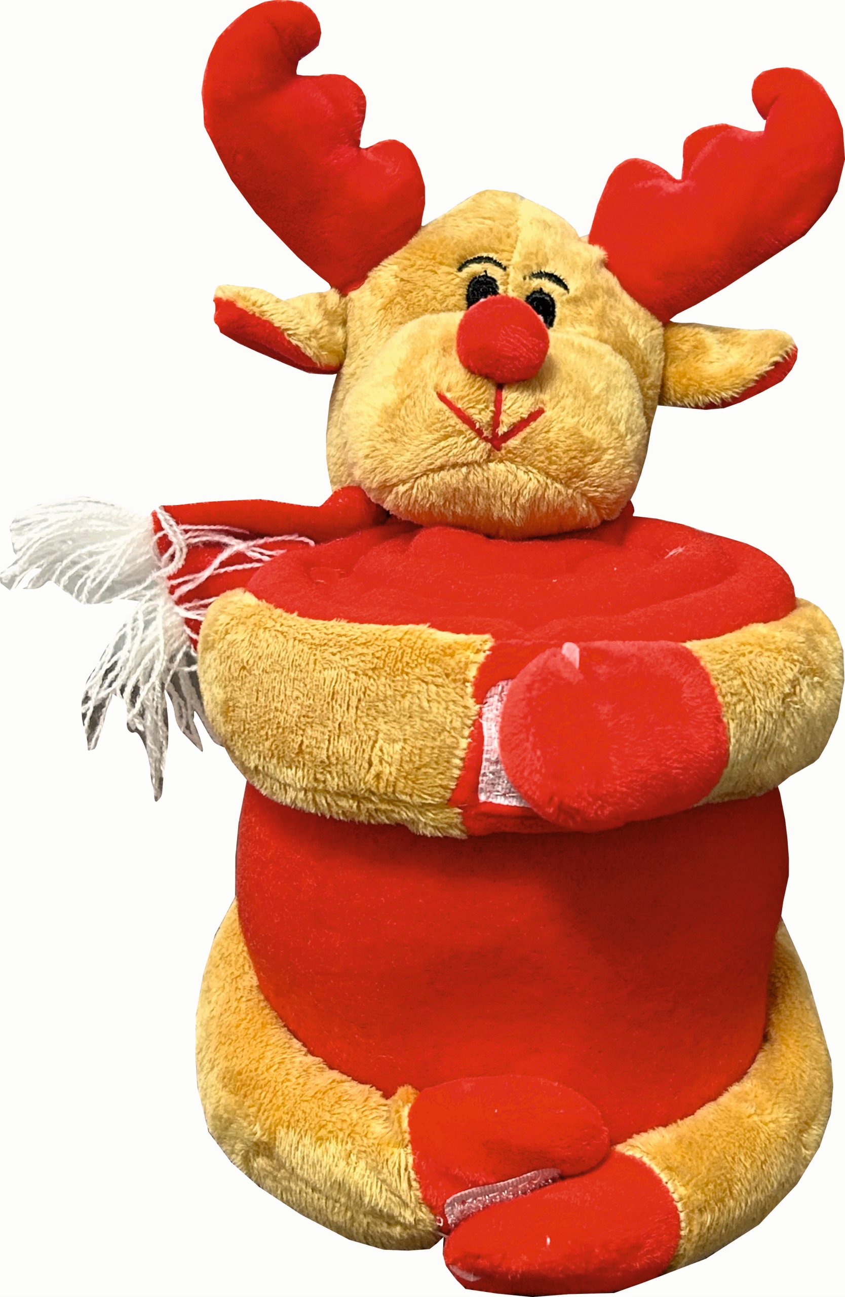 Pluszowy renifer z kocem polarowym z haftem PREZENT NA MIKOŁAJKI TWÓJ NAPIS