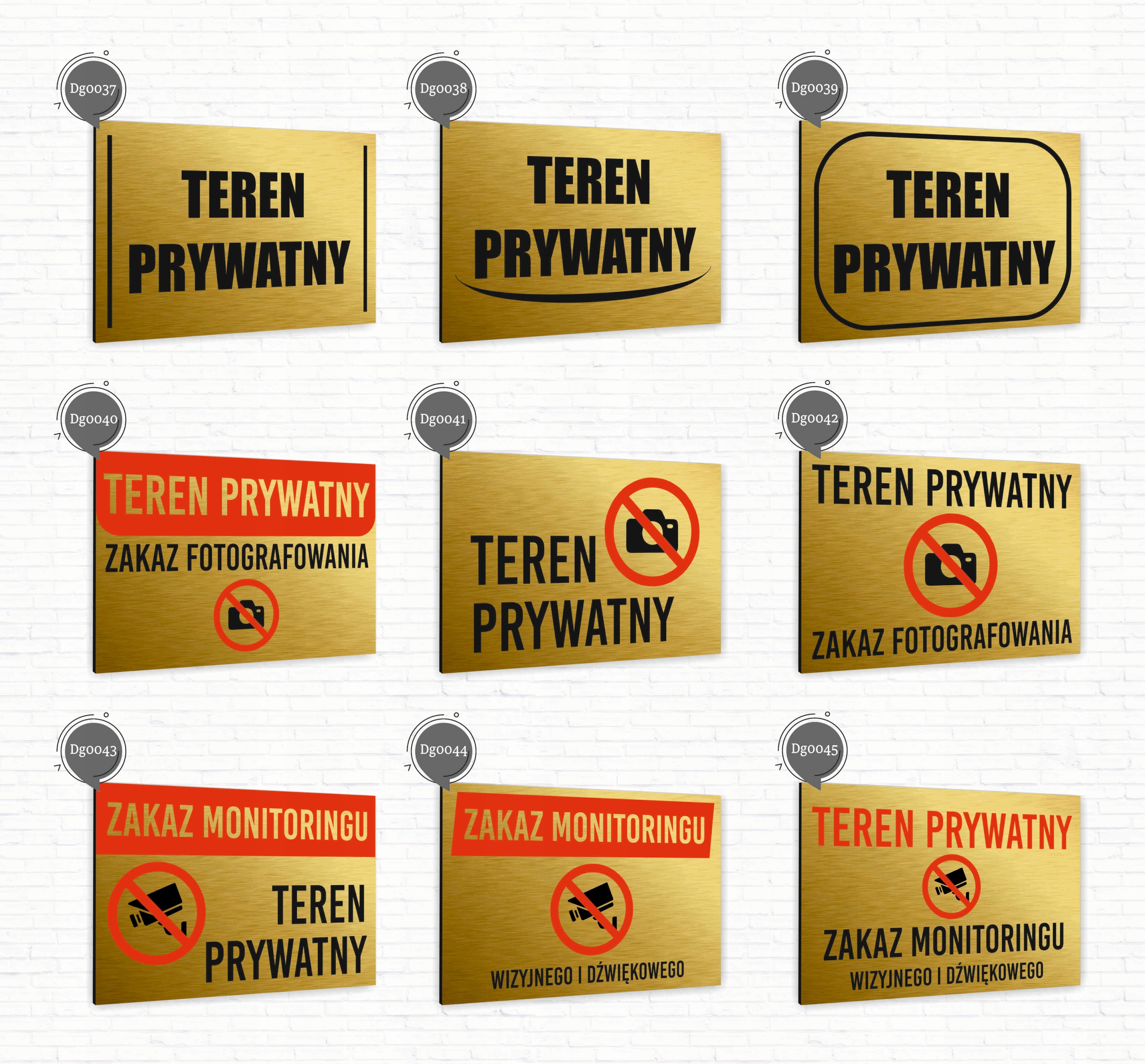 Tabliczka znak informacyjny 20x15 Złota ZAKAZ WSTĘPU Nierdzewna NADRUK UV