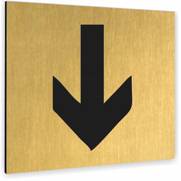 Tabliczka STRZAŁKA W DÓŁ Tablica nierdzewna PIKTOGRAM ALUMINIUM ZŁOTA
