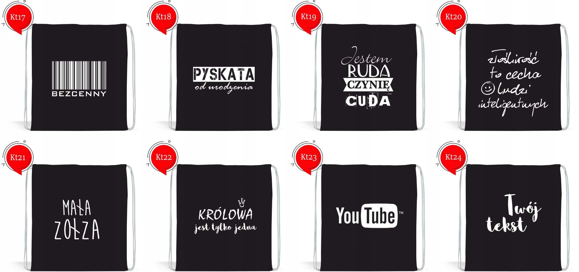 Workoplecak worek TWÓJ napis kolory HIT!!! gadżet