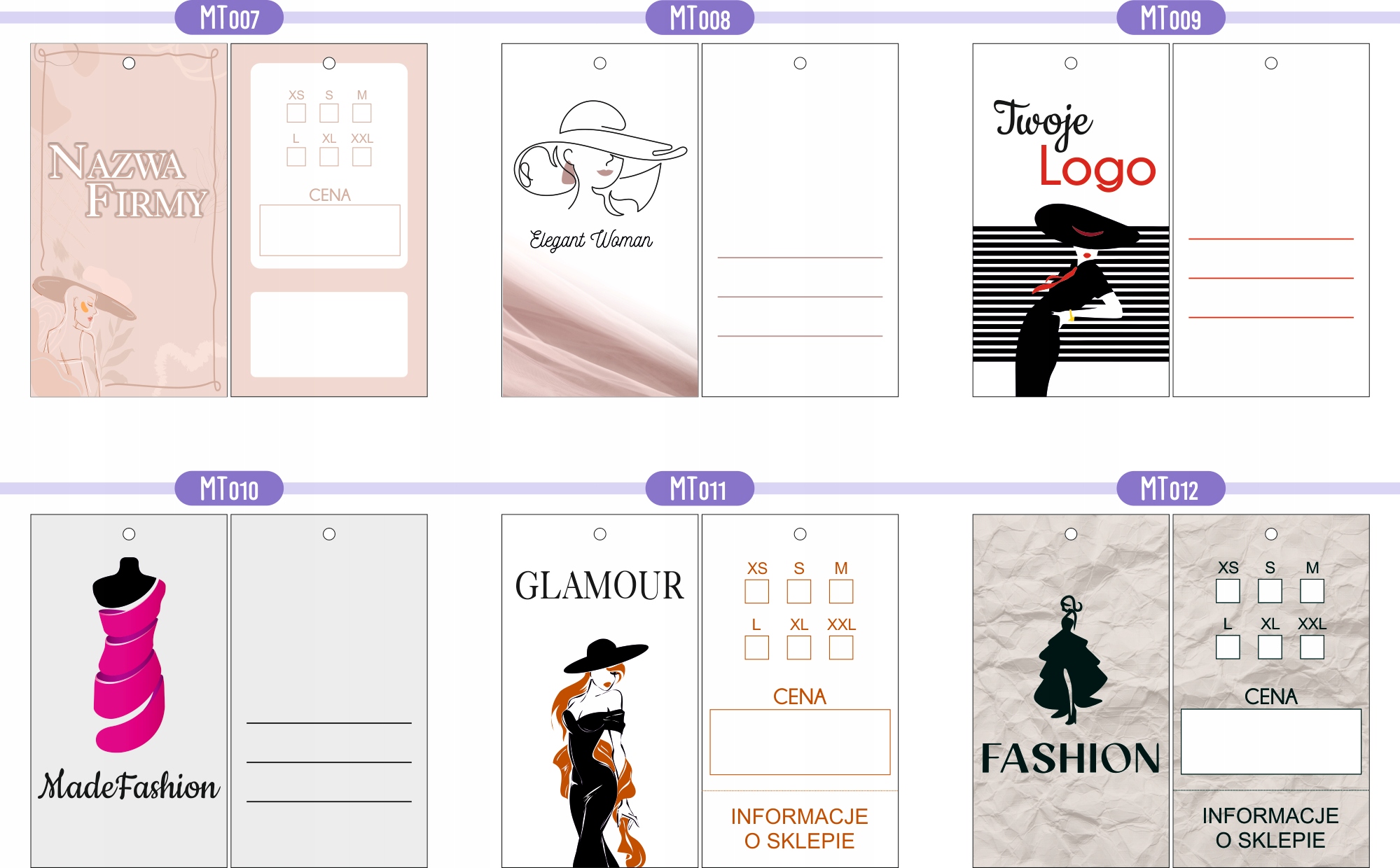 ETYKIETY METKI NA ODZIEŻ ubrania TWOJE LOGO NADRUK duży wybór 300 szt