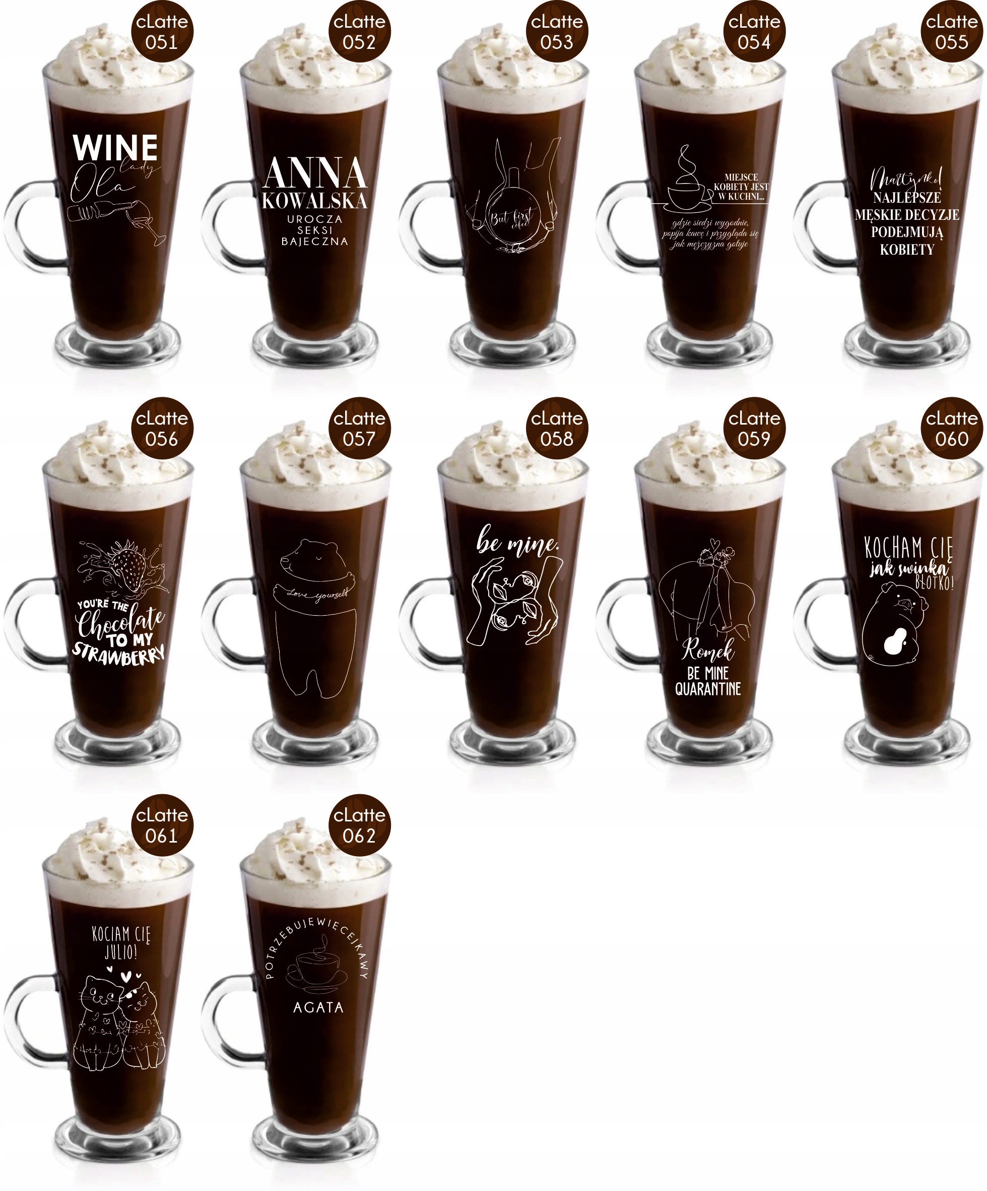 Szklanka kubek latte z grawerem PREZENT dla mamy