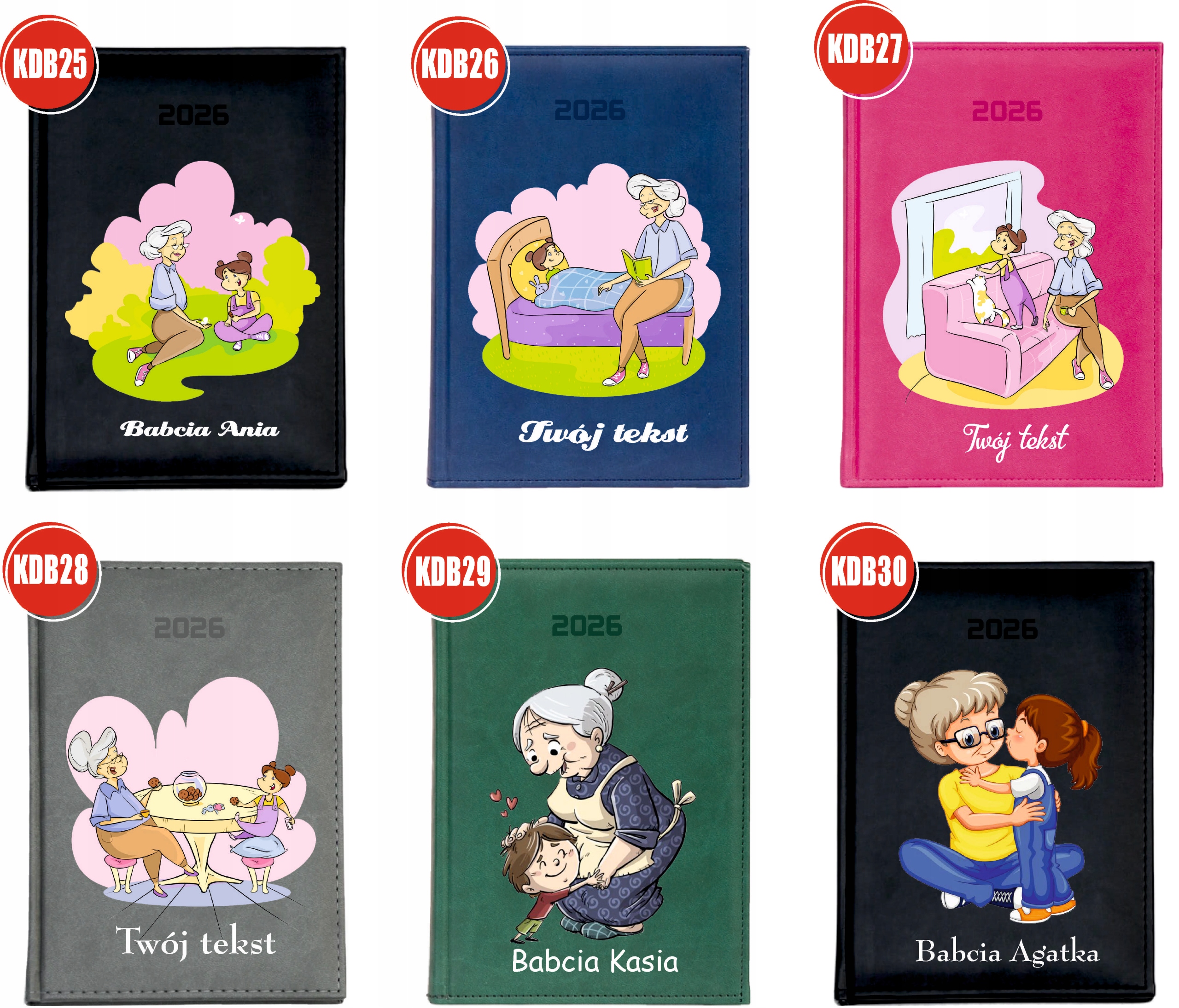PERSONALIZOWANY PLANER kalendarz A4 2026 TYGODNIOWY babcia i dziadek