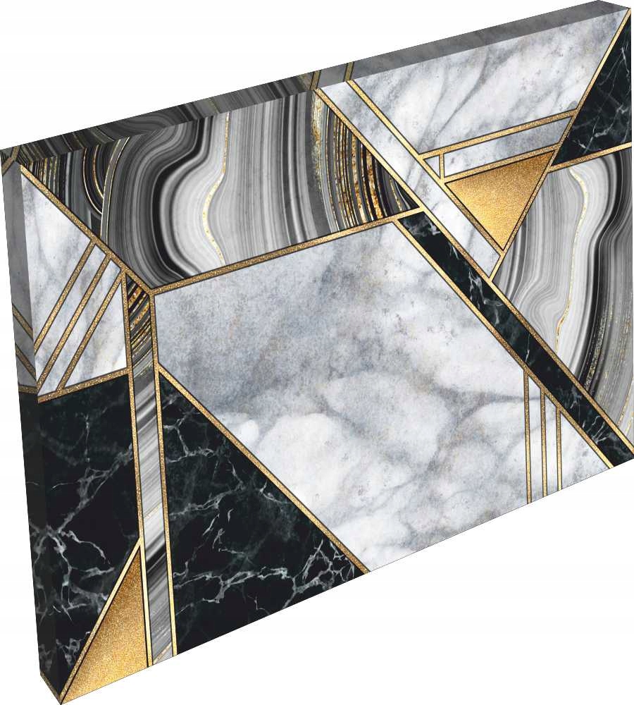 OBRAZ marmur złoty srebrny linie kamień 120x80