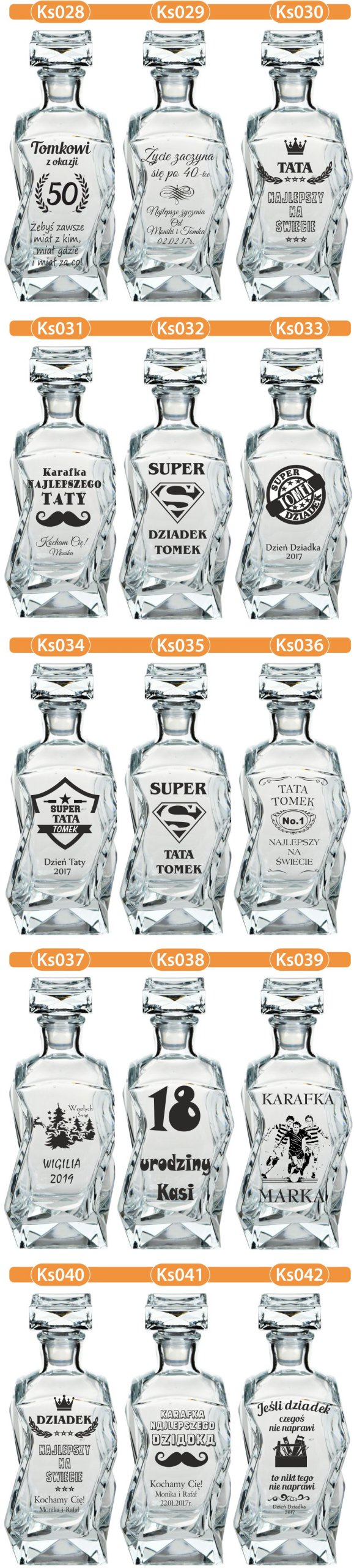 KARAFKA z grawerem + 6 szklanek PREZENT URODZINY