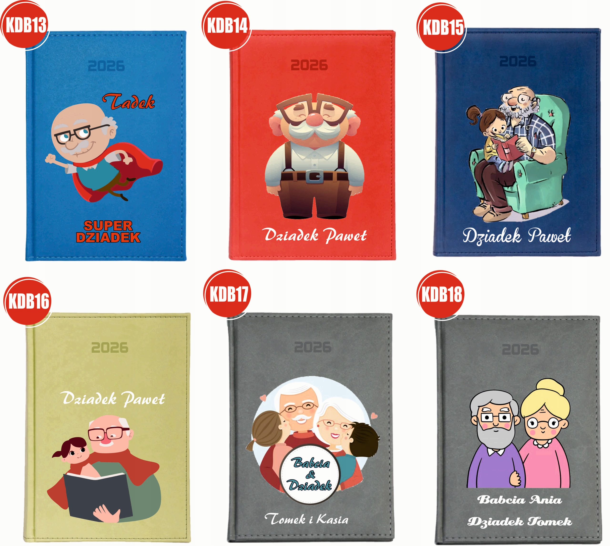 KALENDARZ A5 2026 DZIENNY NADRUK terminarz prezent na dzień babci dziadka