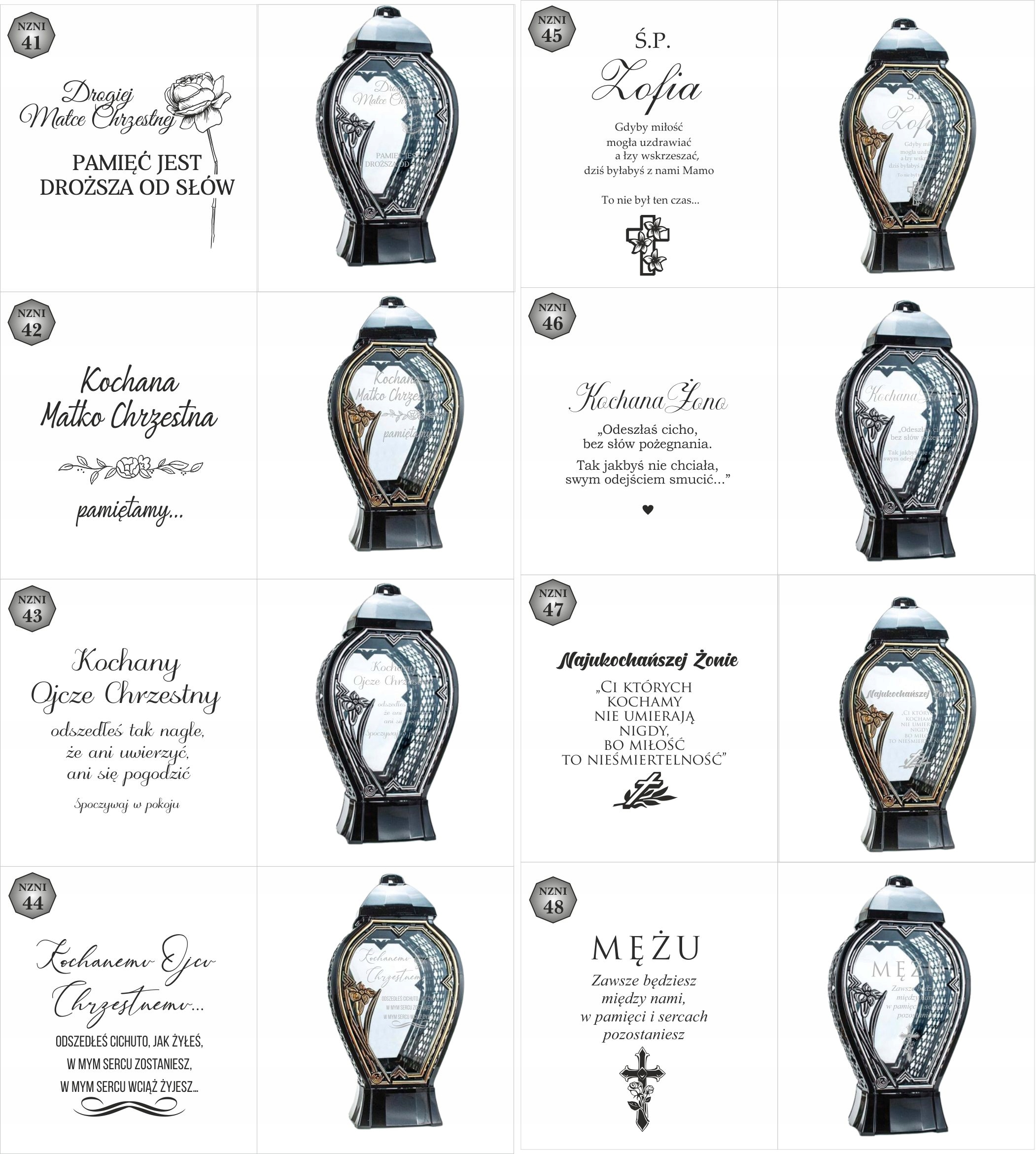 Latarenka nagrobna z imieniem i datą nowoczesny znicz wszystkich świętych