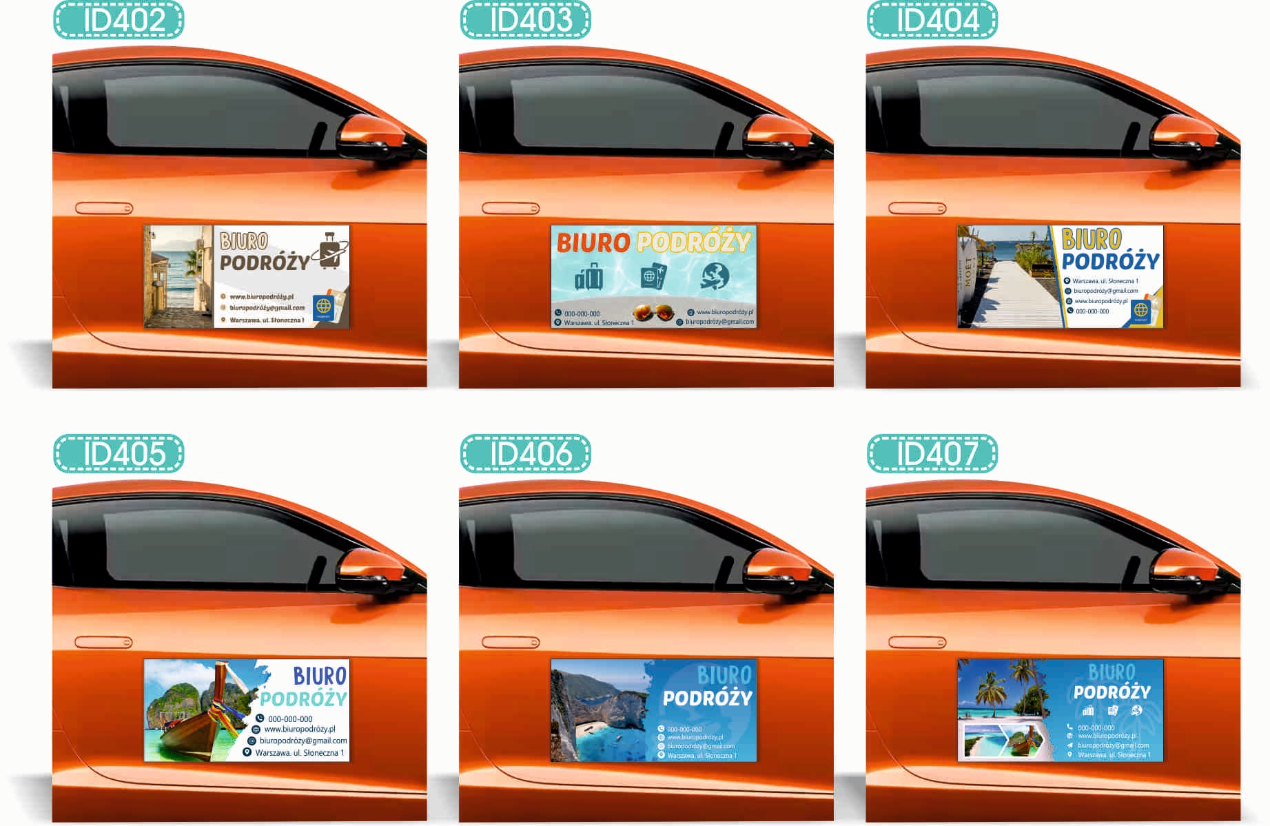 Magnes na samochód reklama magnetyczna 60x30 cm BIURO PODRÓŻY