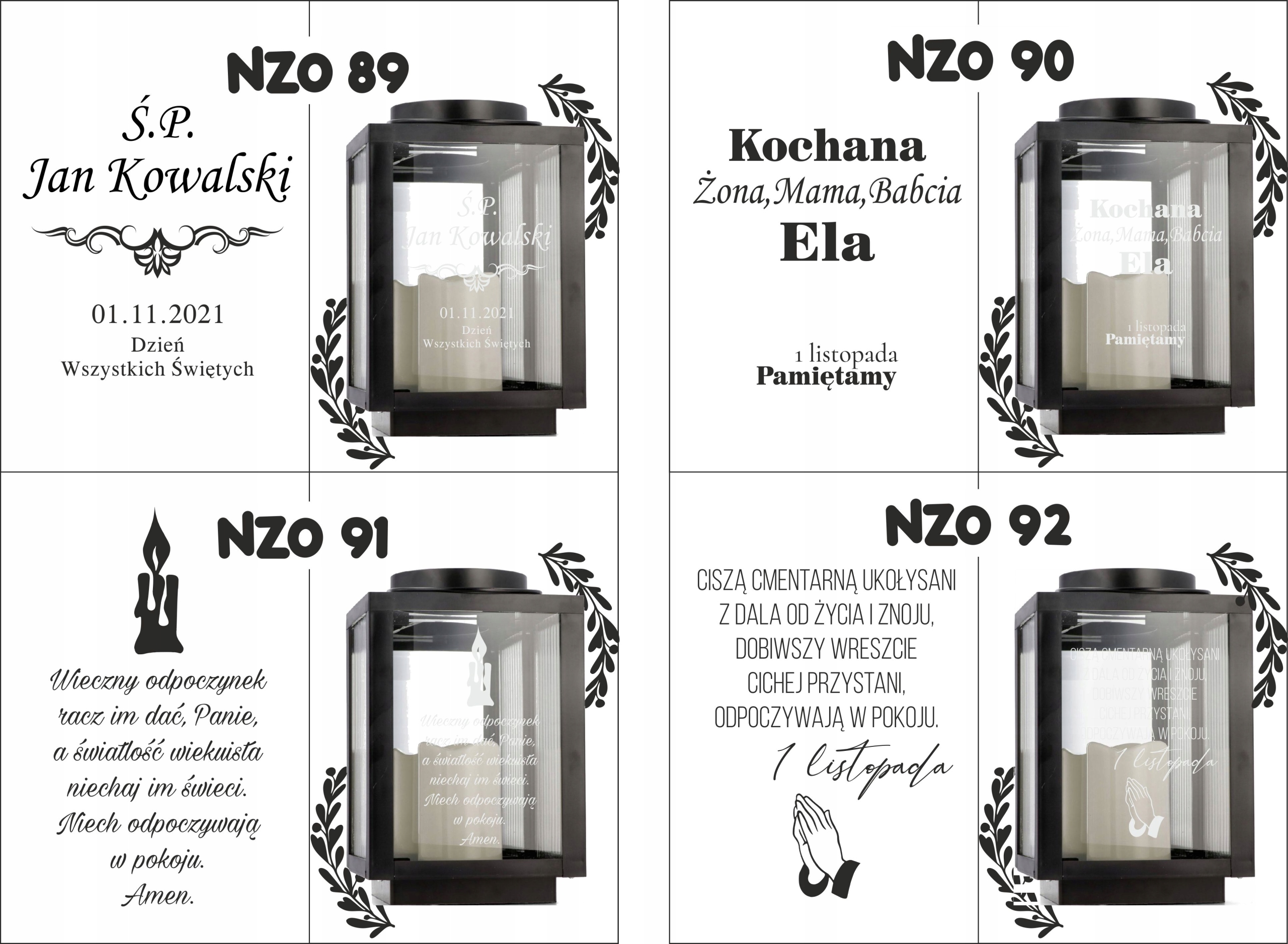 Znicz latarenka na grób z grawerem imię data dedykacja personalizowany wzór