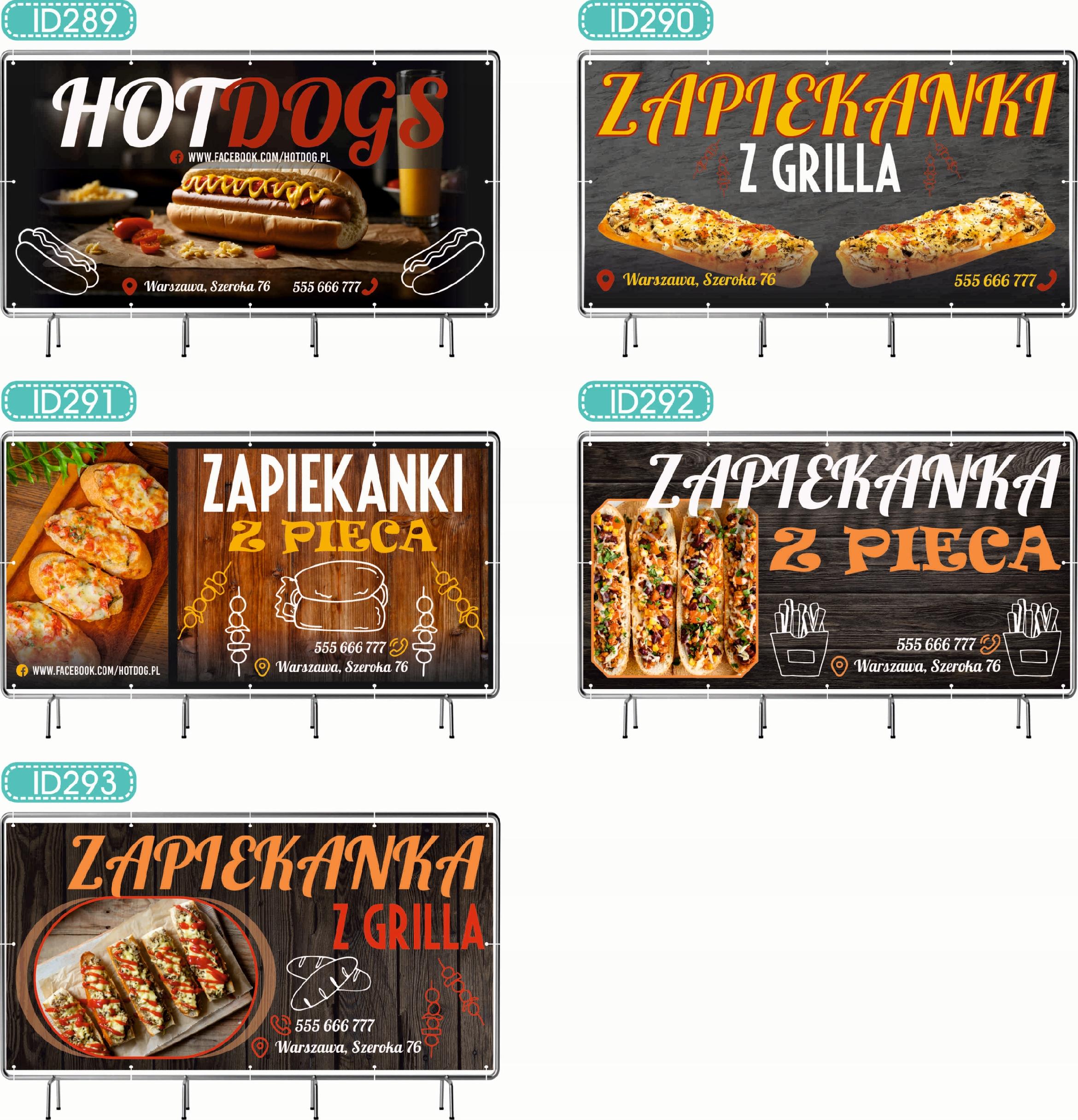 BANER REKLAMOWY oczkowany 100x50cm projekt w cenie HOT DOG FAST FOOD
