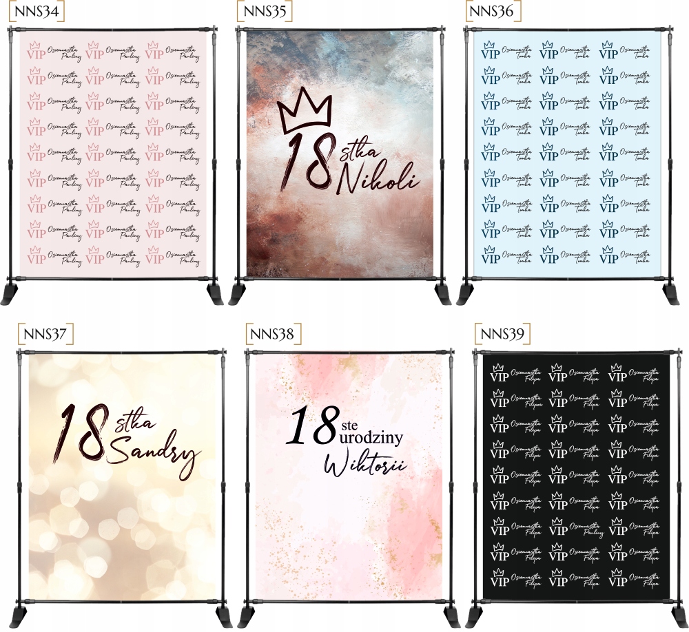 Tło do zdjęć ŚCIANKA z imieniem 18 25 30 urodziny