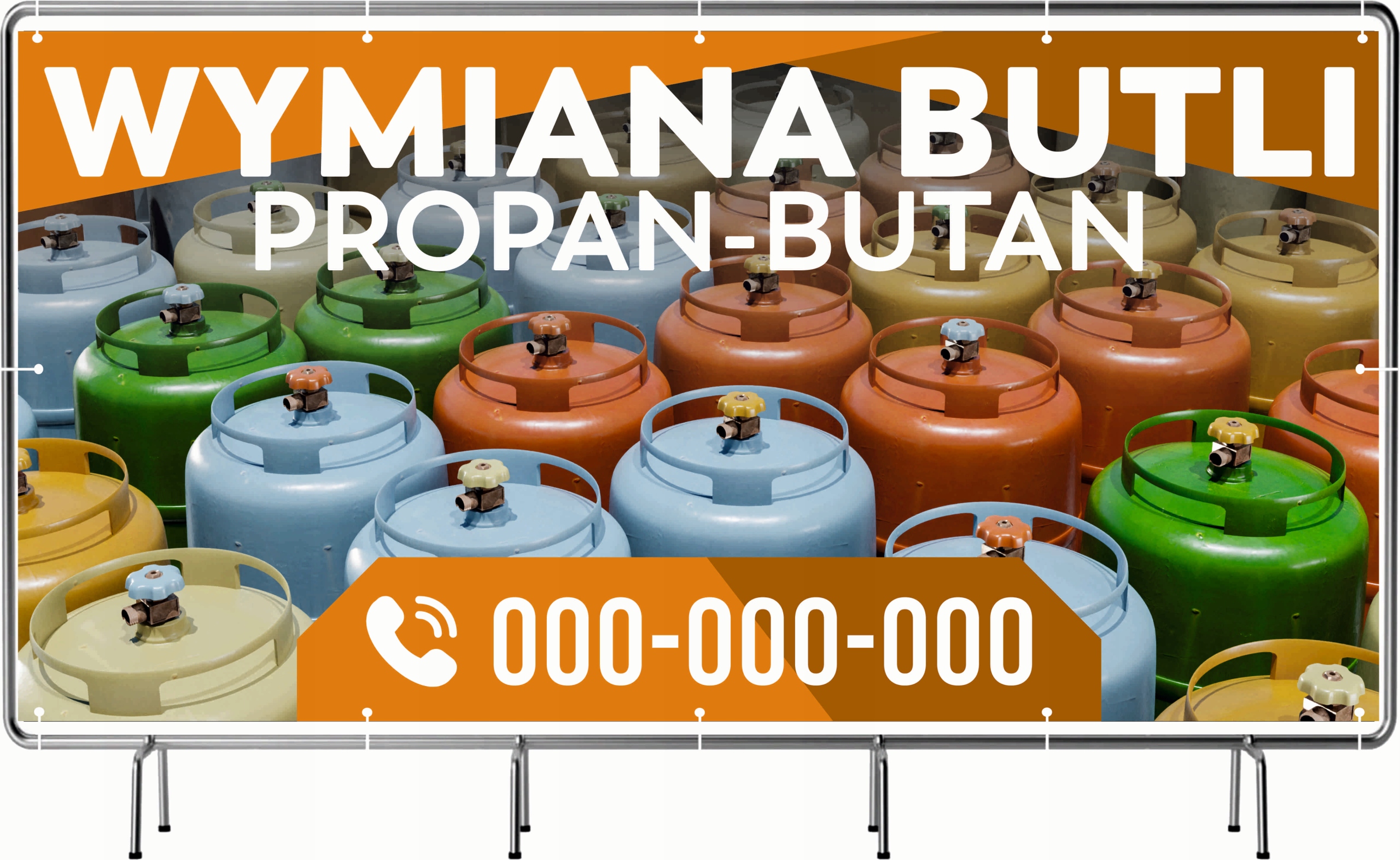 BANER REKLAMOWY 130x80cm projekt w cenie WYMIANA BUTLI PROPAN BUTAN