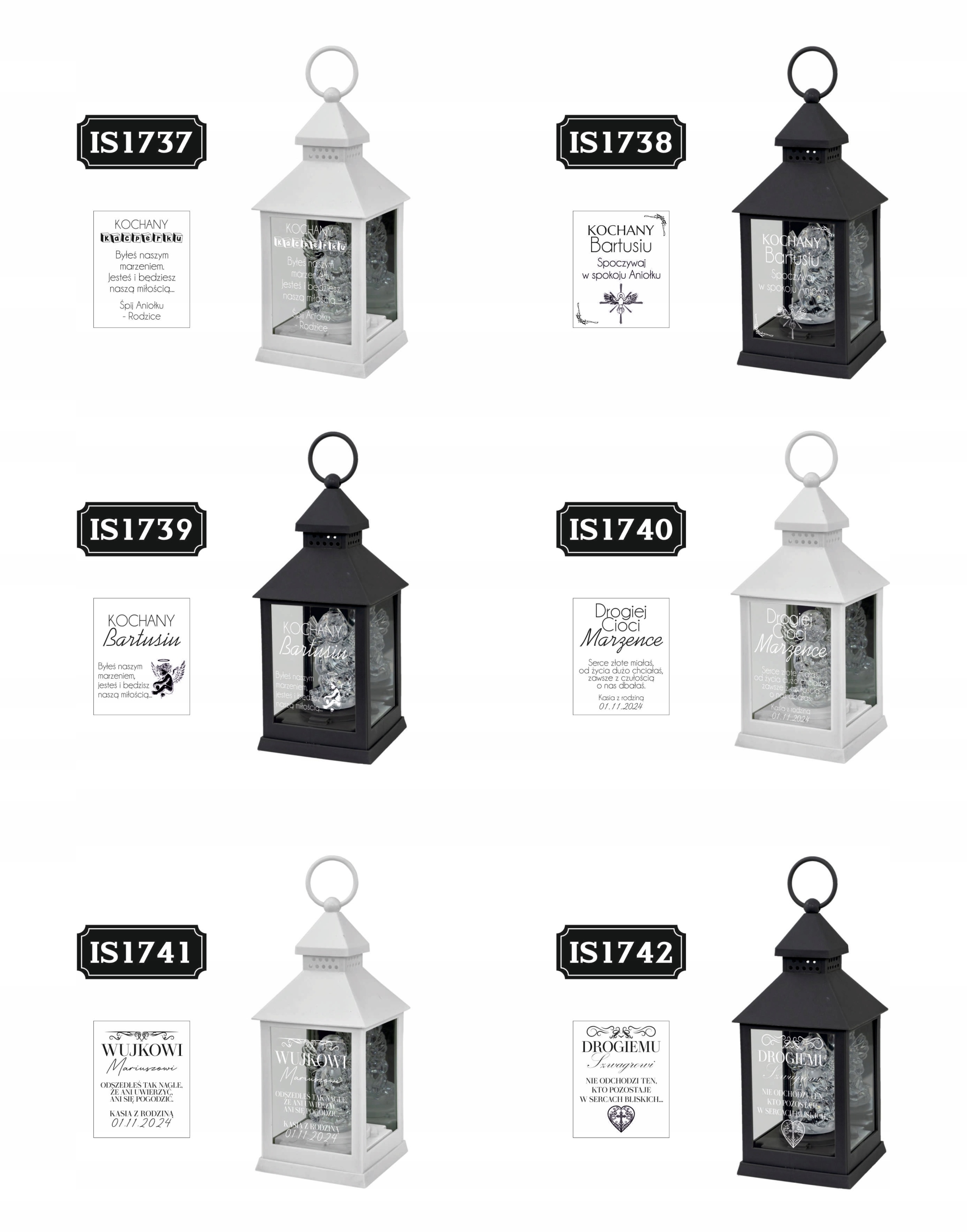 ZNICZ LAMPION biały aniołek imię LED mała kapliczka GRAWER DLA SZWAGIERKI