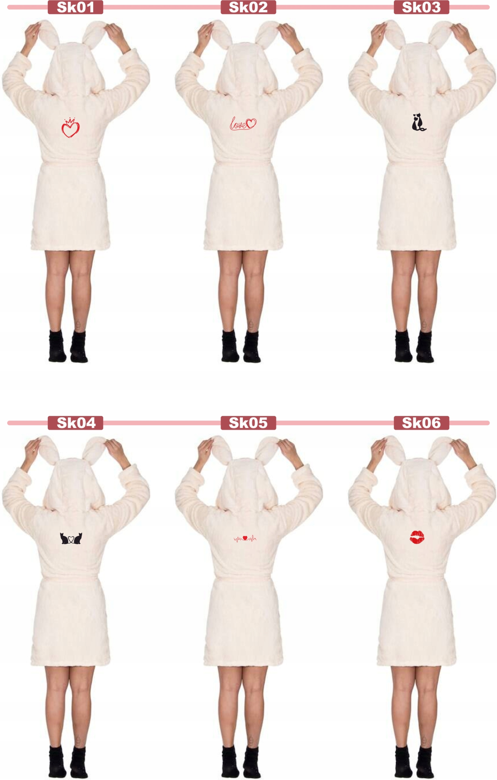 SZLAFROK DAMSKI z uszami Z HAFTEM rozmiar L/XL DLA ŻONY TWÓJ NAPIS
