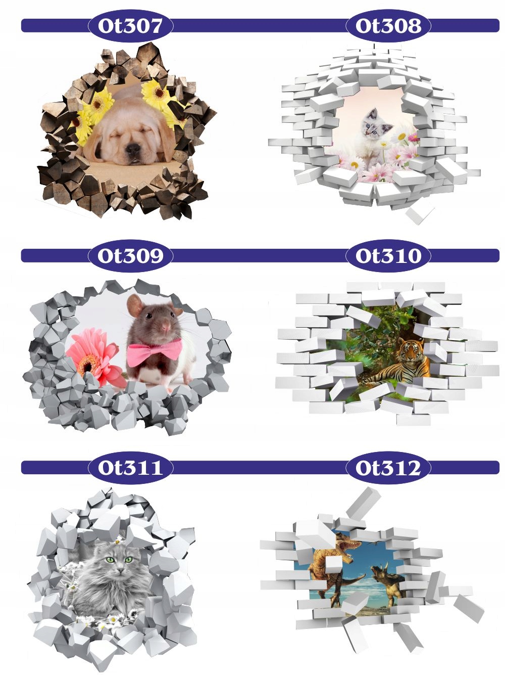 Naklejka samoprzylepna 3D postacie bajkowe dziura